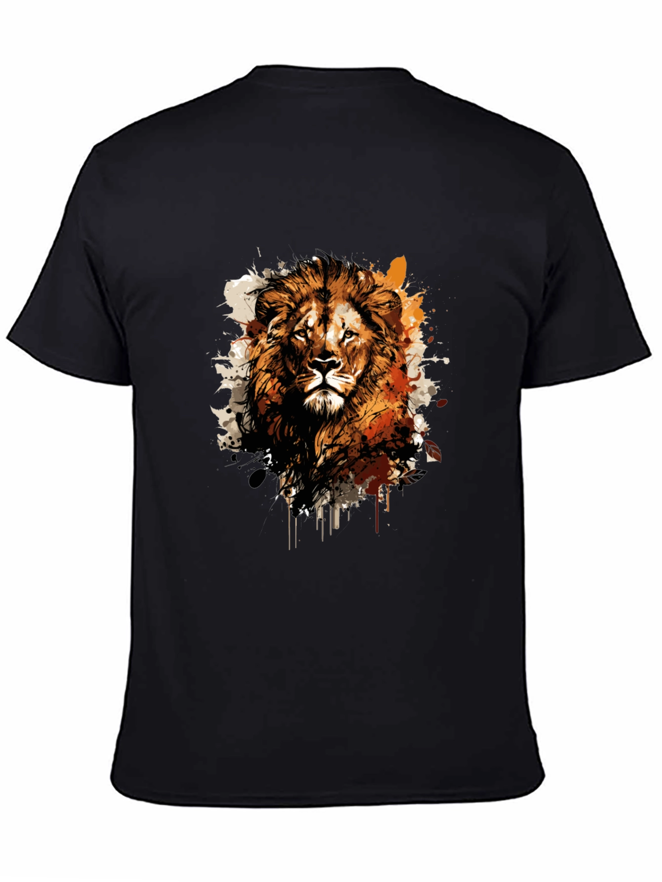 Lion Graphic Print Black T-Shirt