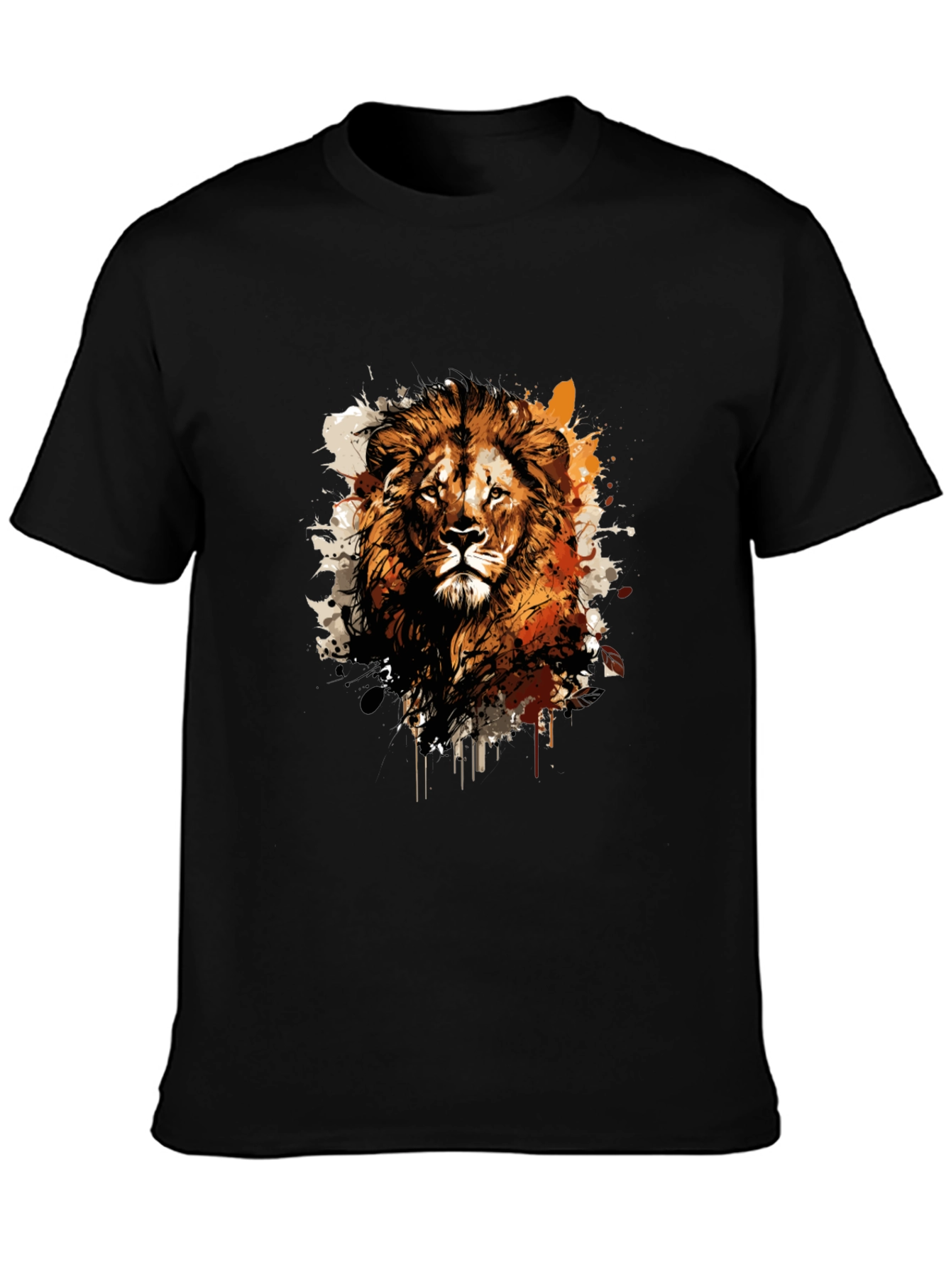 Lion Graphic Print Black T-Shirt