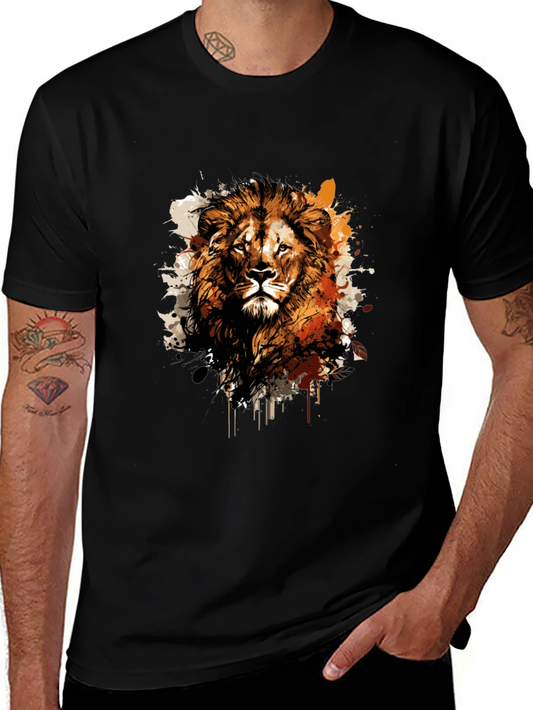 Lion Graphic Print Black T-Shirt