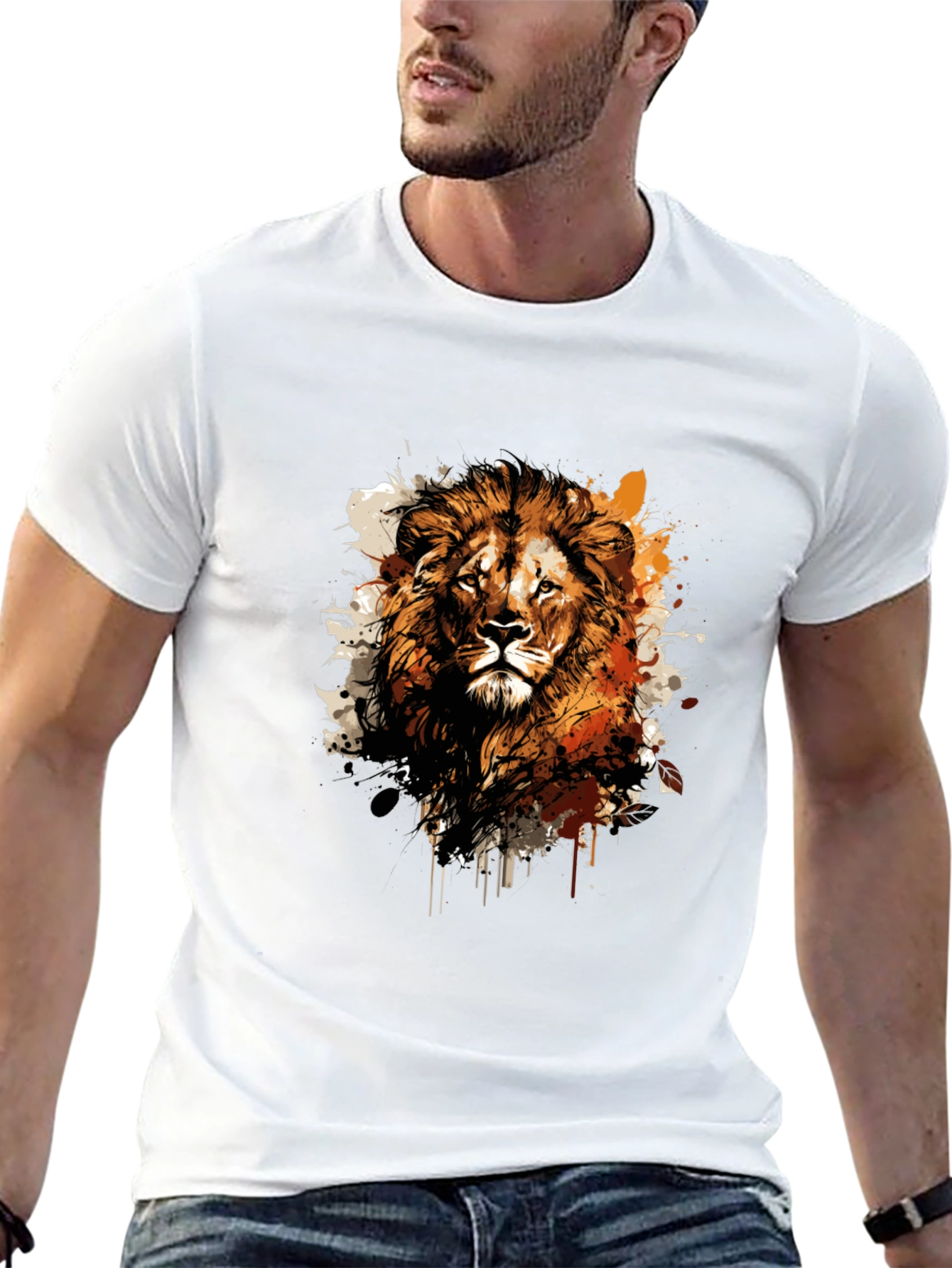 Lion Graphic Print Black T-Shirt