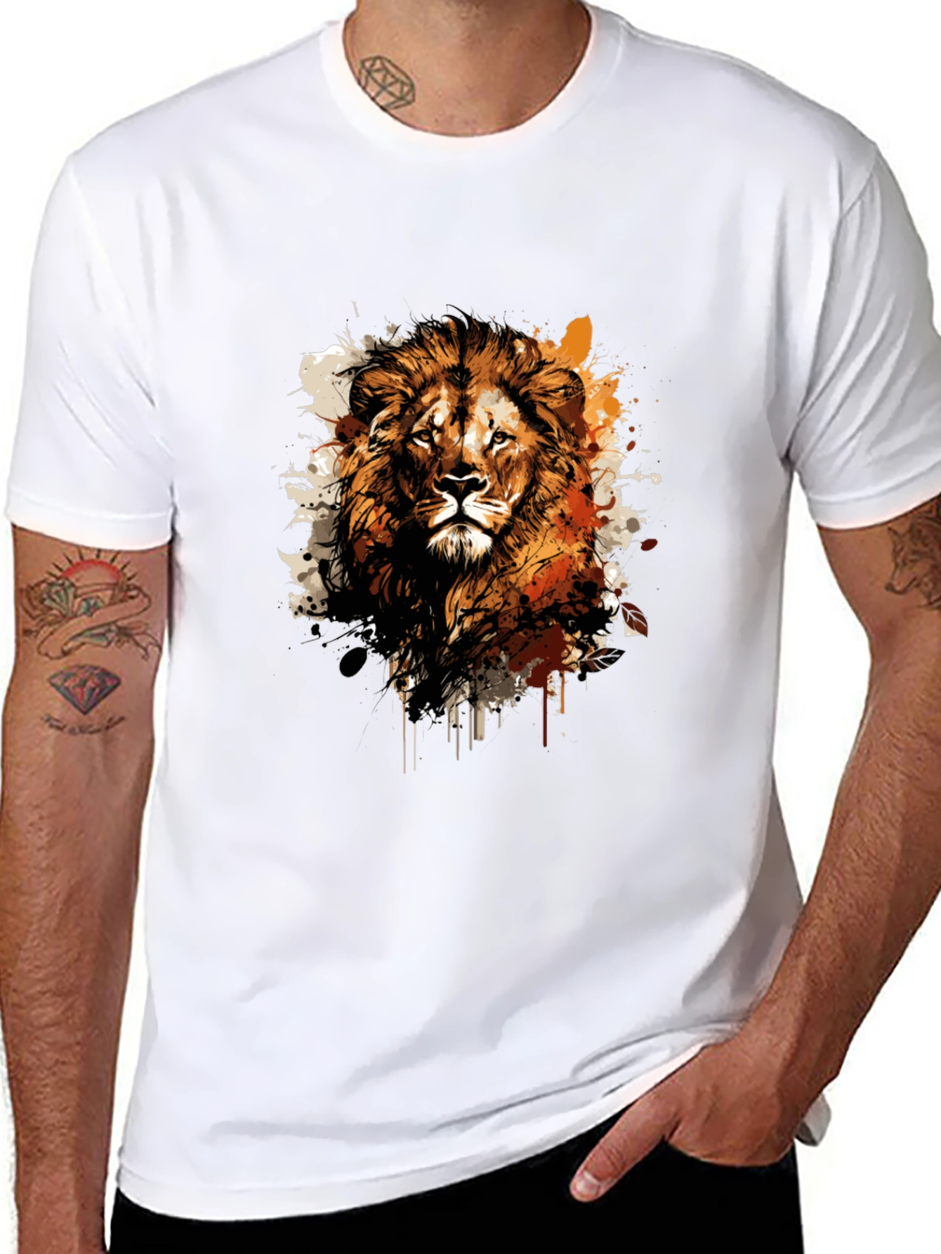 Lion Graphic Print Black T-Shirt