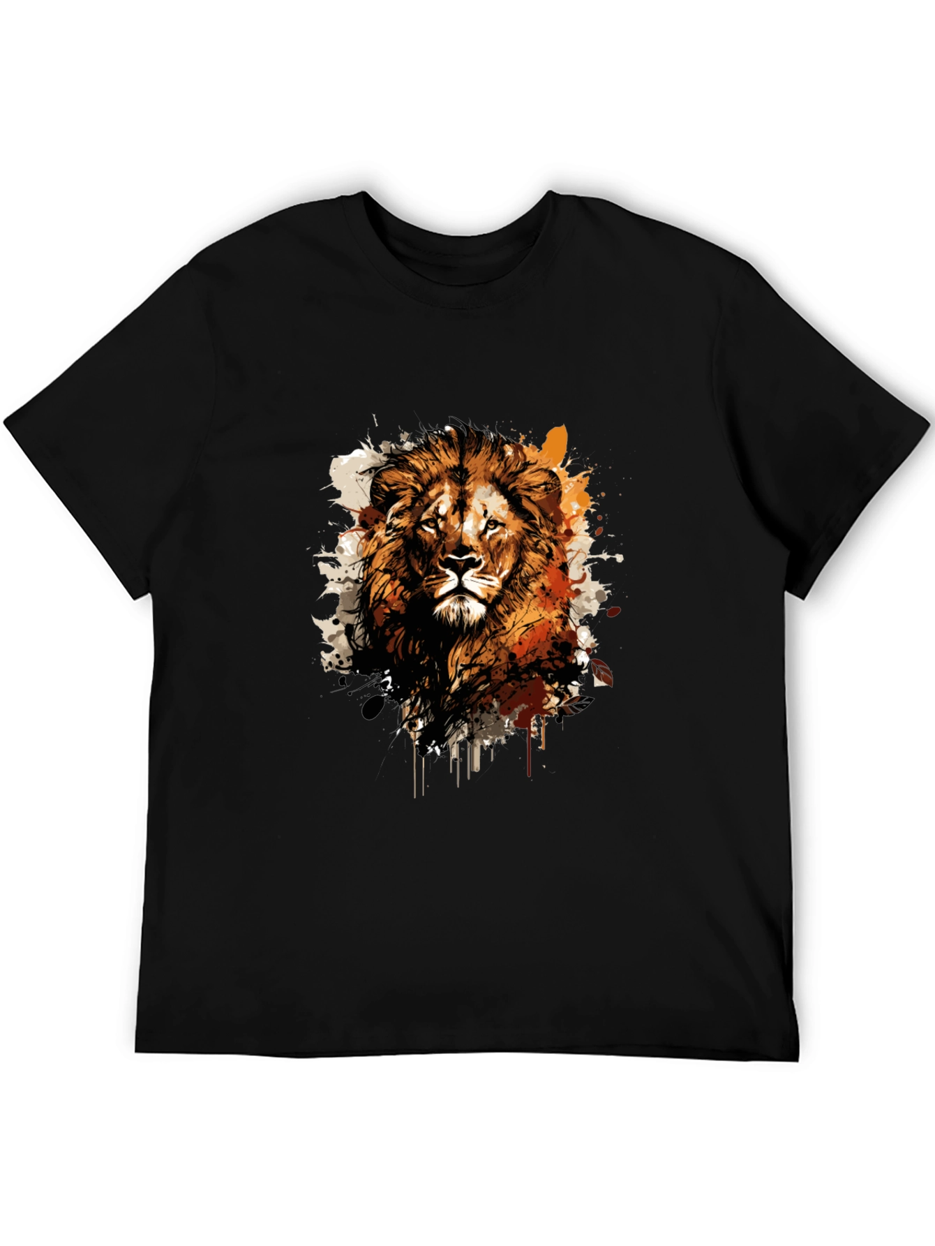 Lion Graphic Print Black T-Shirt