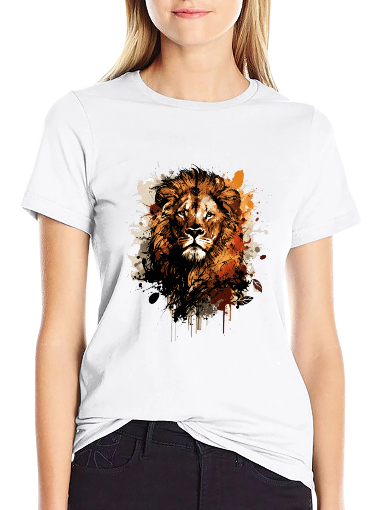 Lion Graphic Print Black T-Shirt