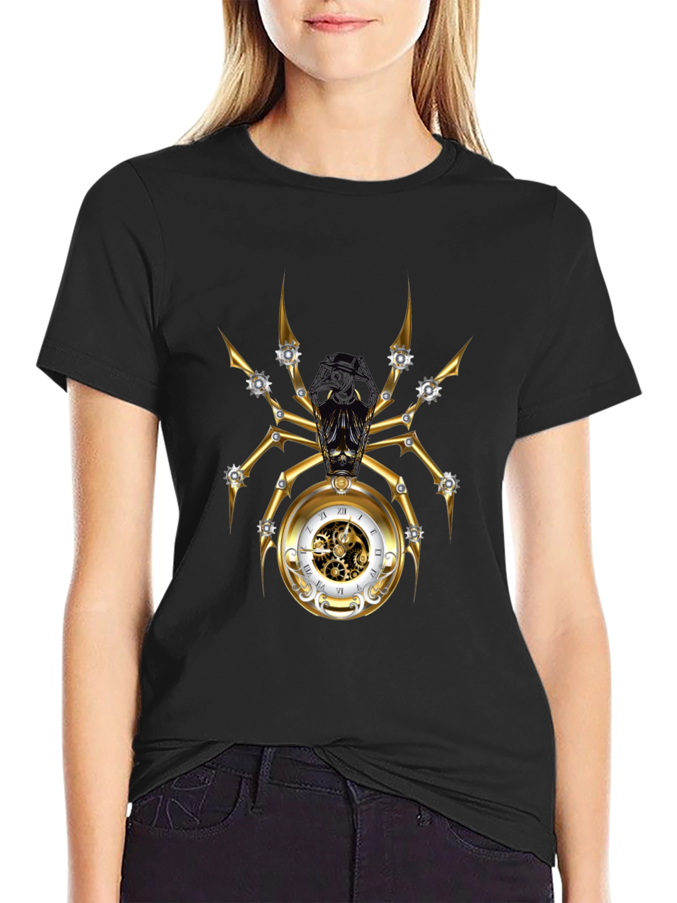 Steampunk Spider Clockwork Graphic T-Shirt