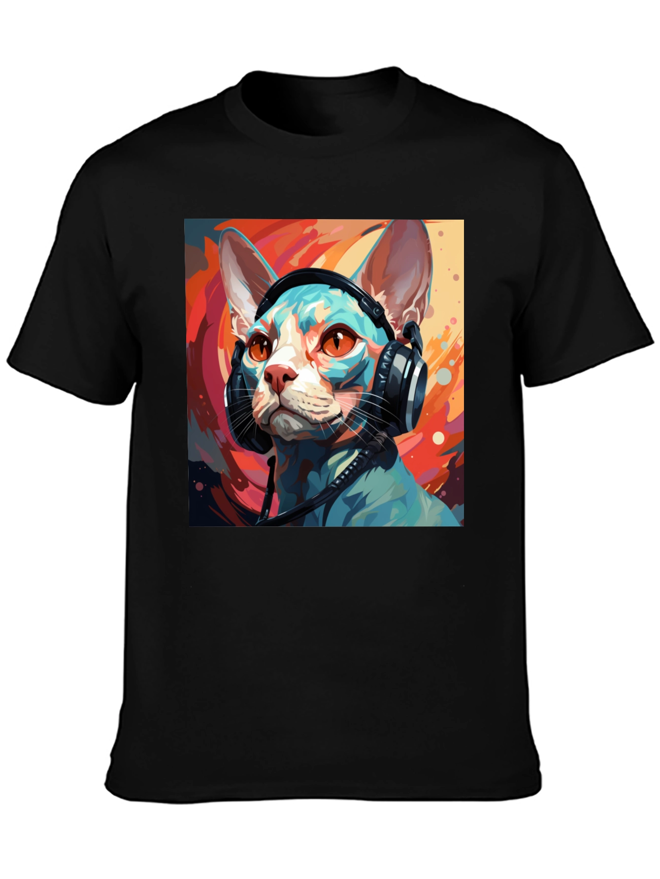 Cat Headphones T-Shirt - Cool Graphic Tee