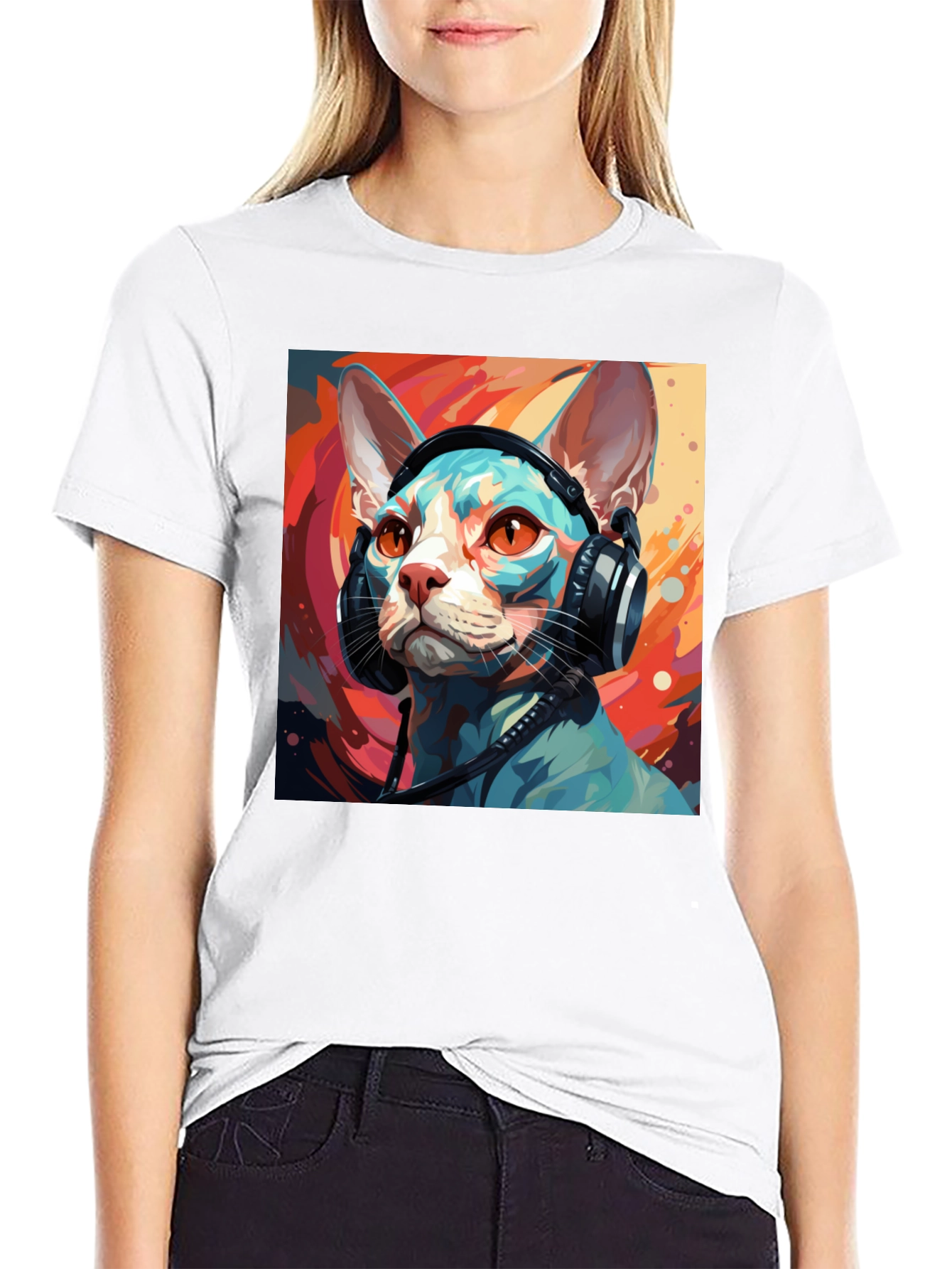 Cat Headphones T-Shirt - Cool Graphic Tee