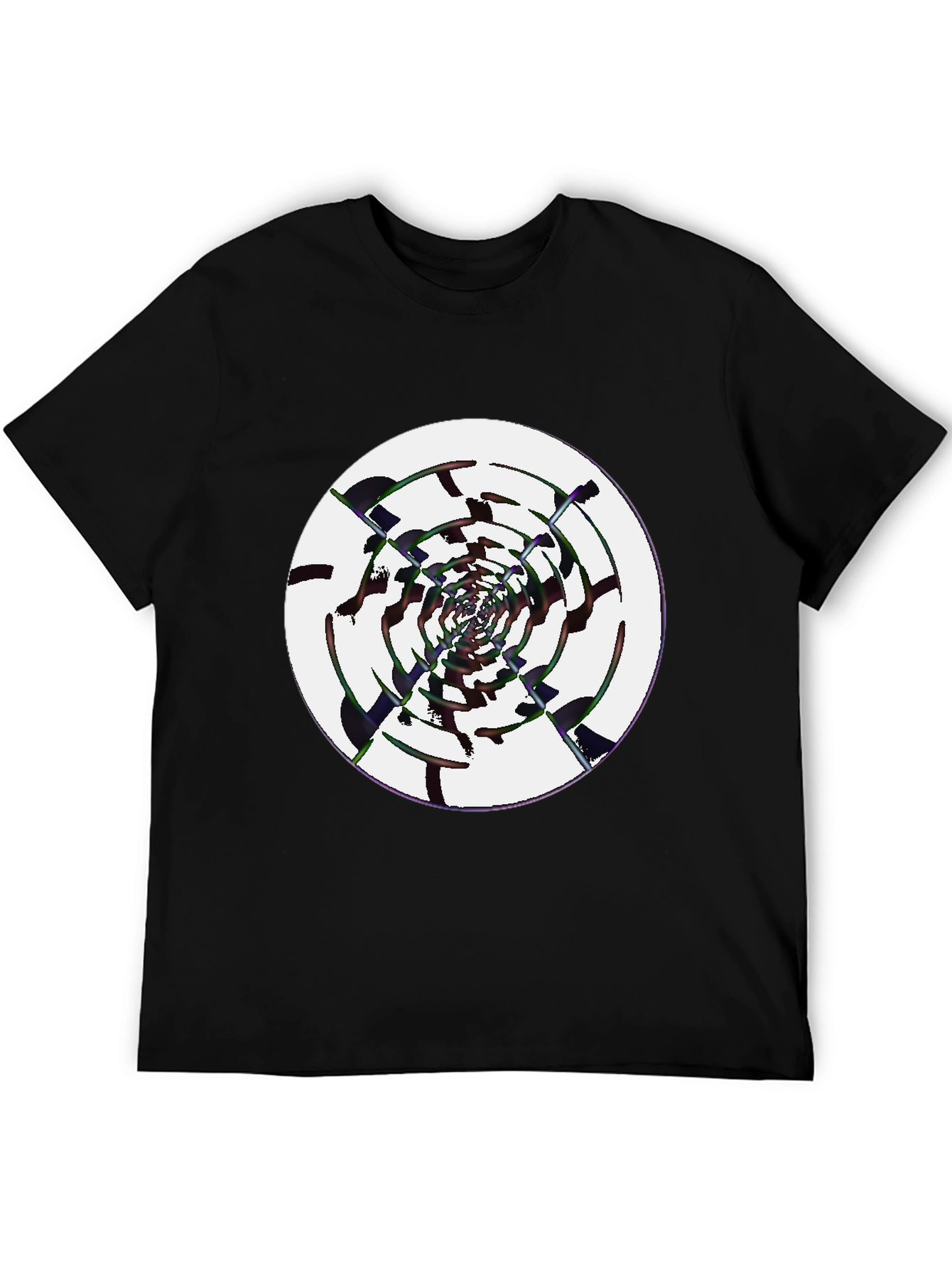 Abstract Swirl Graphic Black T-Shirt
