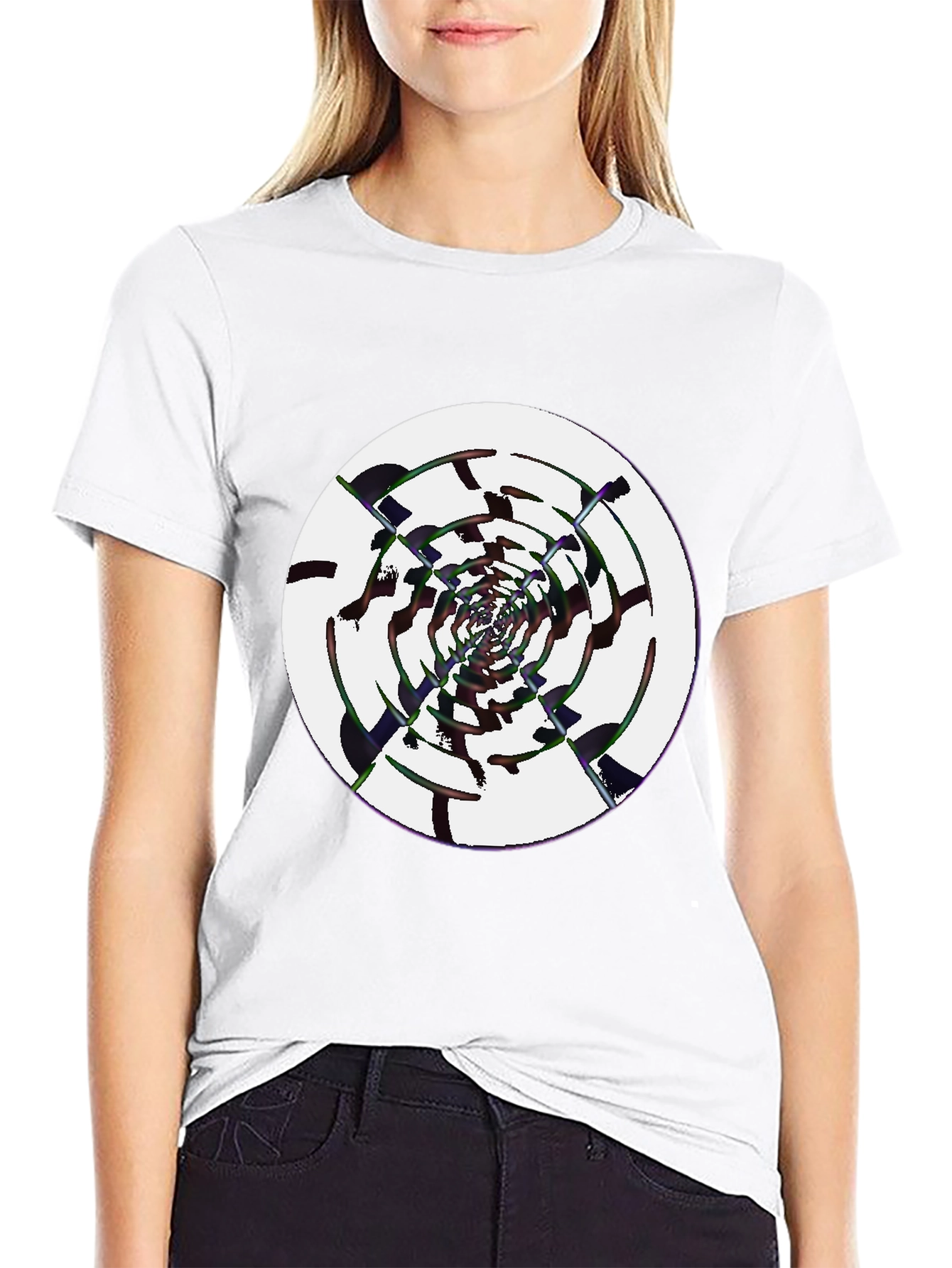 Abstract Swirl Graphic Black T-Shirt