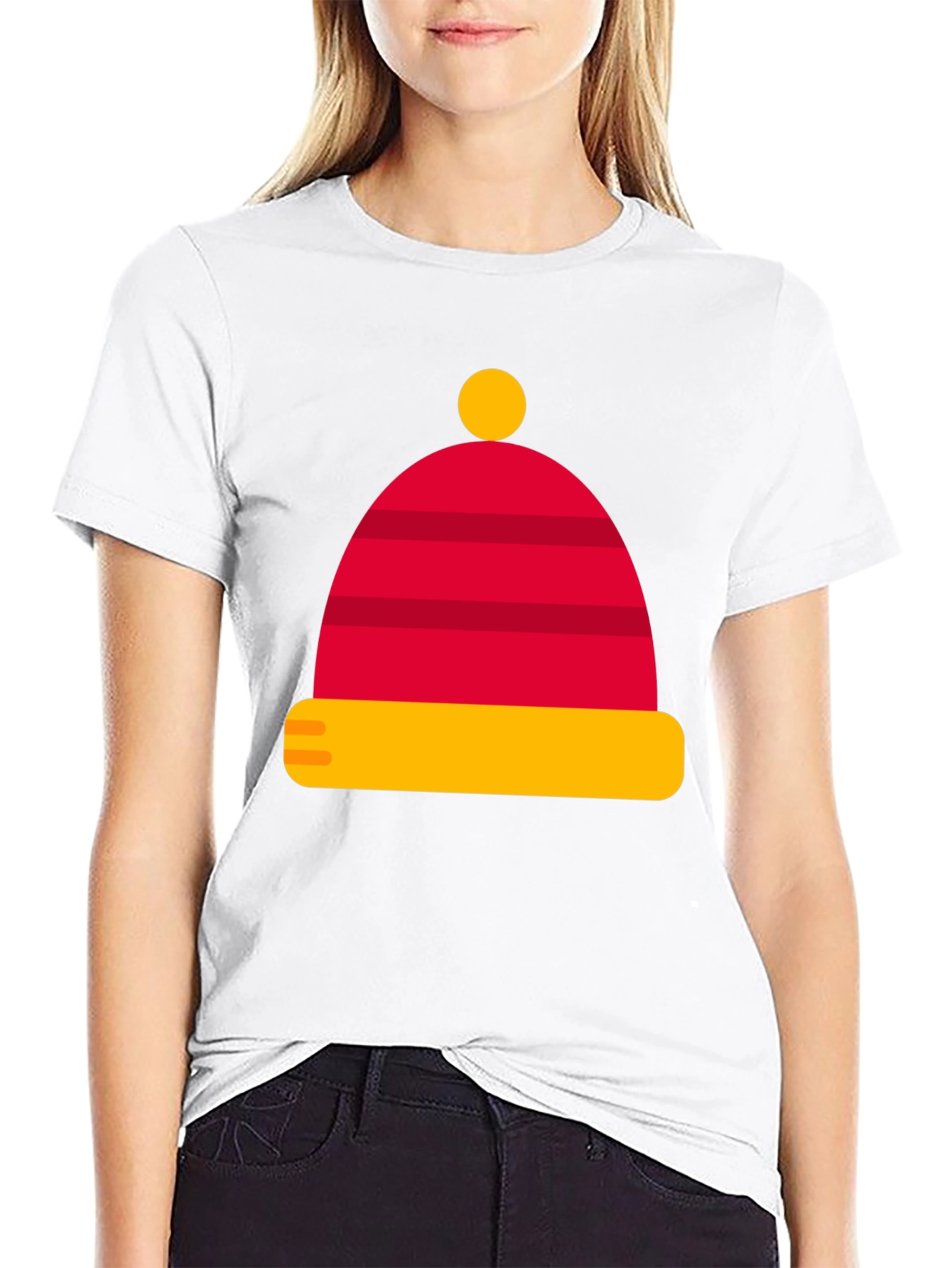 Festive Hat Graphic Tee - Soft Cotton Blend