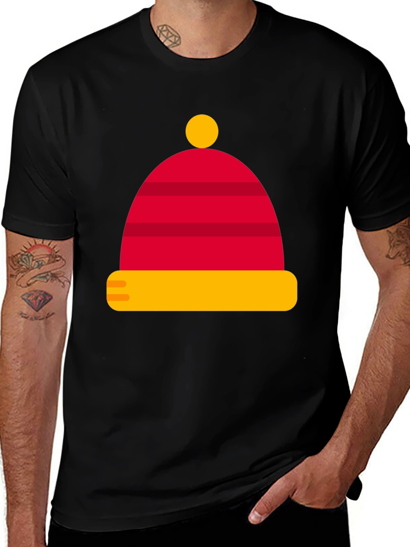 Festive Hat Graphic Tee - Soft Cotton Blend