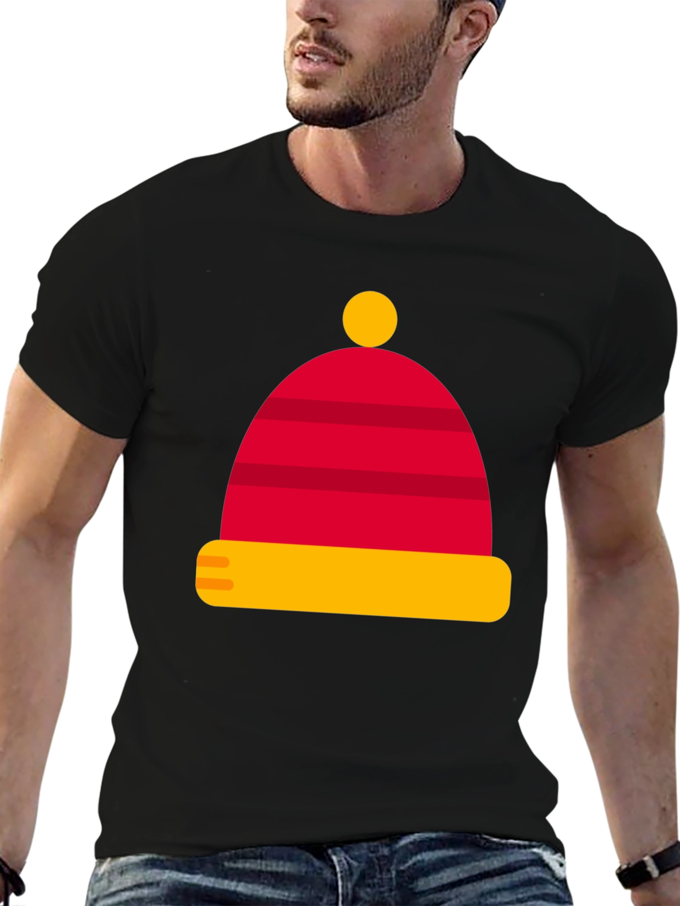 Festive Hat Graphic Tee - Soft Cotton Blend