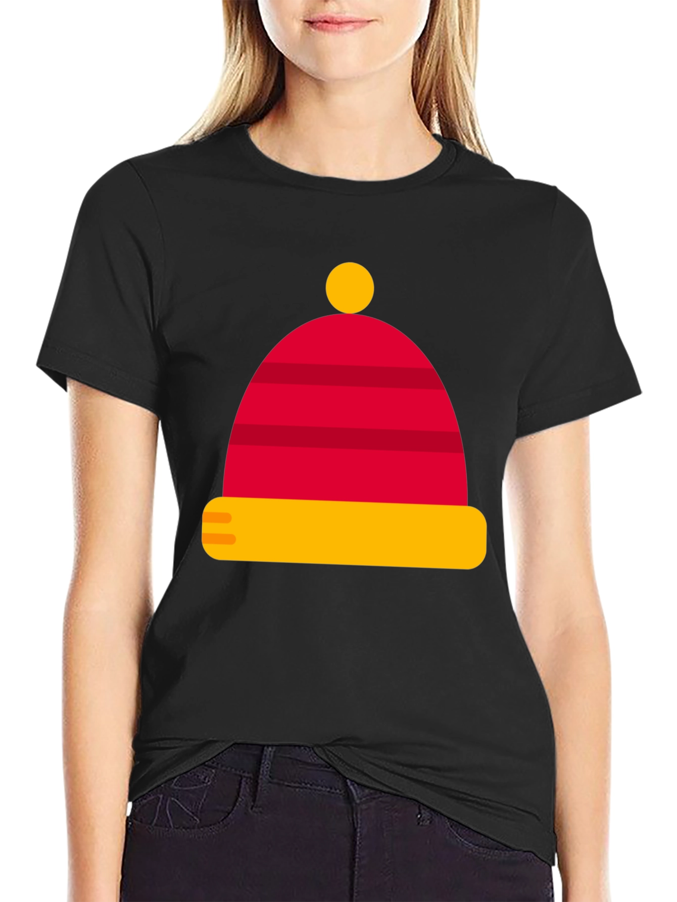 Festive Hat Graphic Tee - Soft Cotton Blend