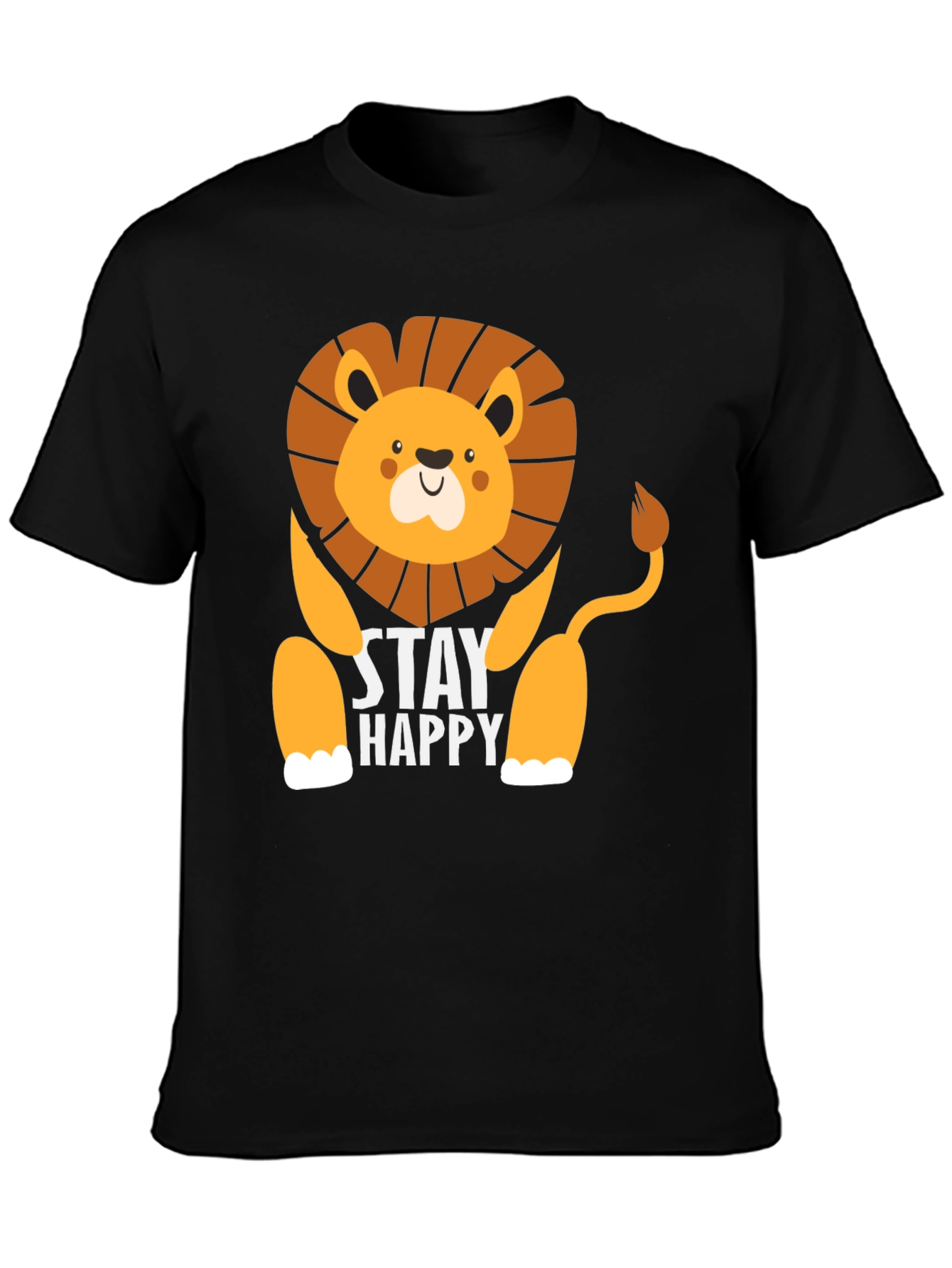 Stay Happy Lion Graphic Tee - Mens