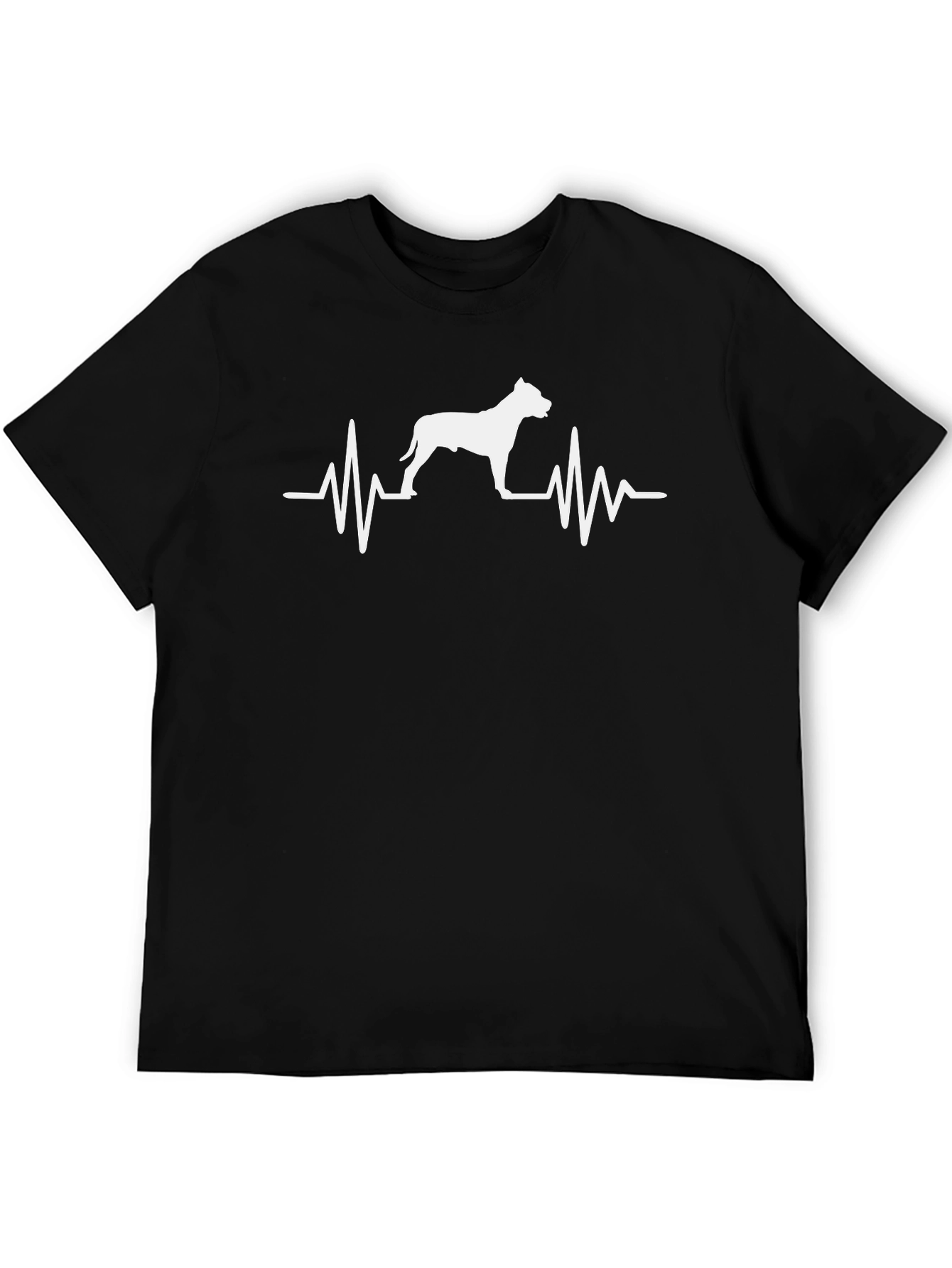 Dog Heartbeat T-Shirt Mens Crew Neck Pitbull Lover