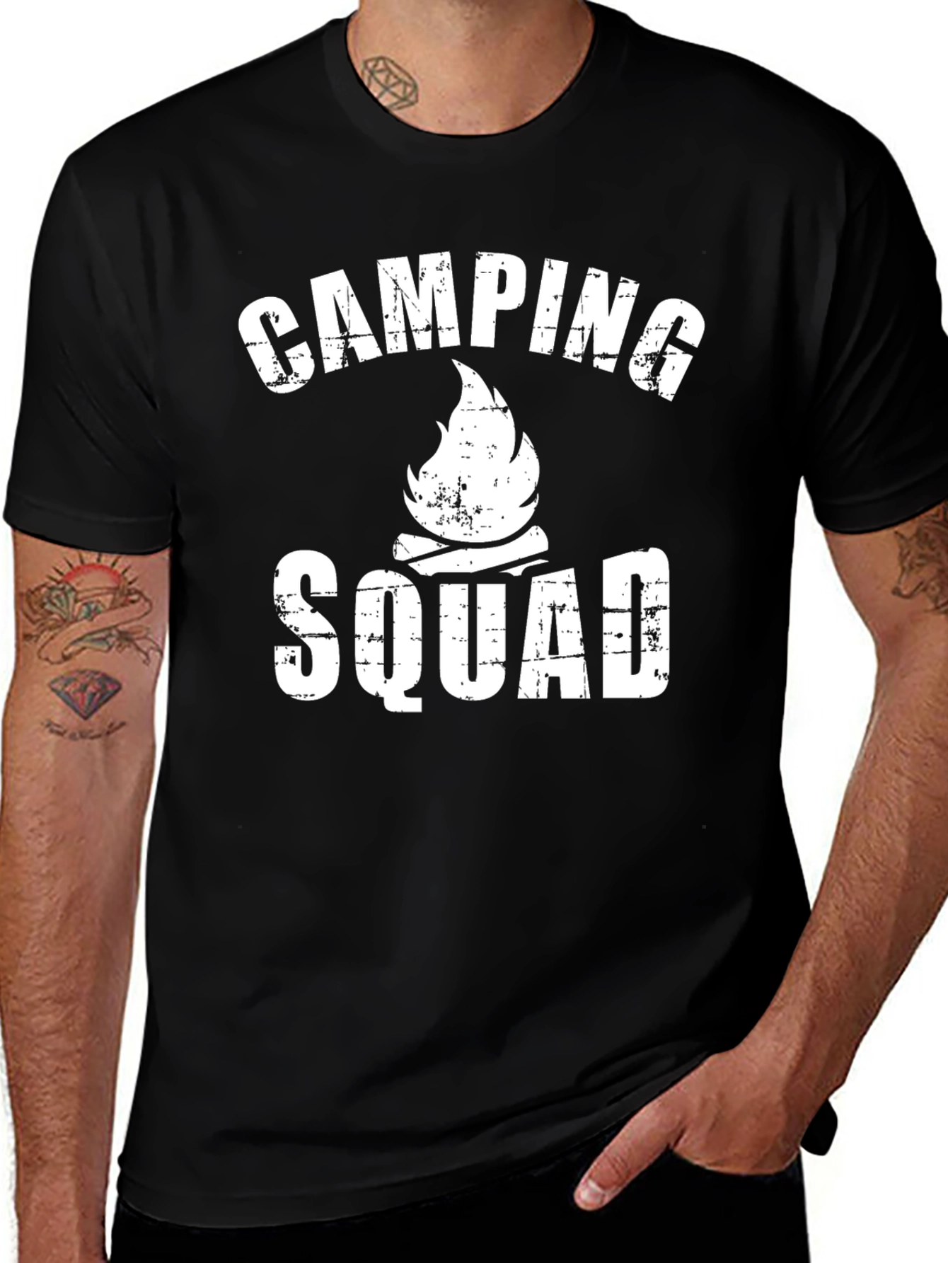 Camping Squad Graphic Tee - Black Cotton