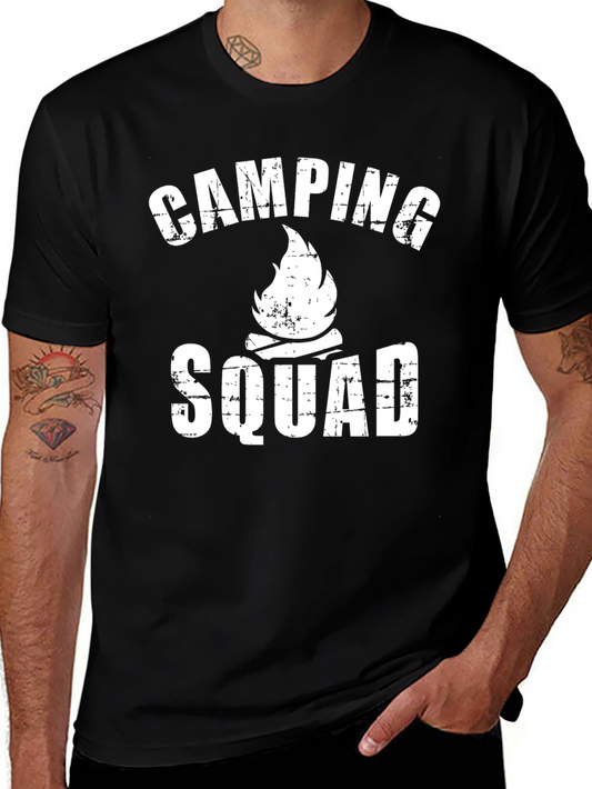 Camping Squad Graphic Tee - Black Cotton