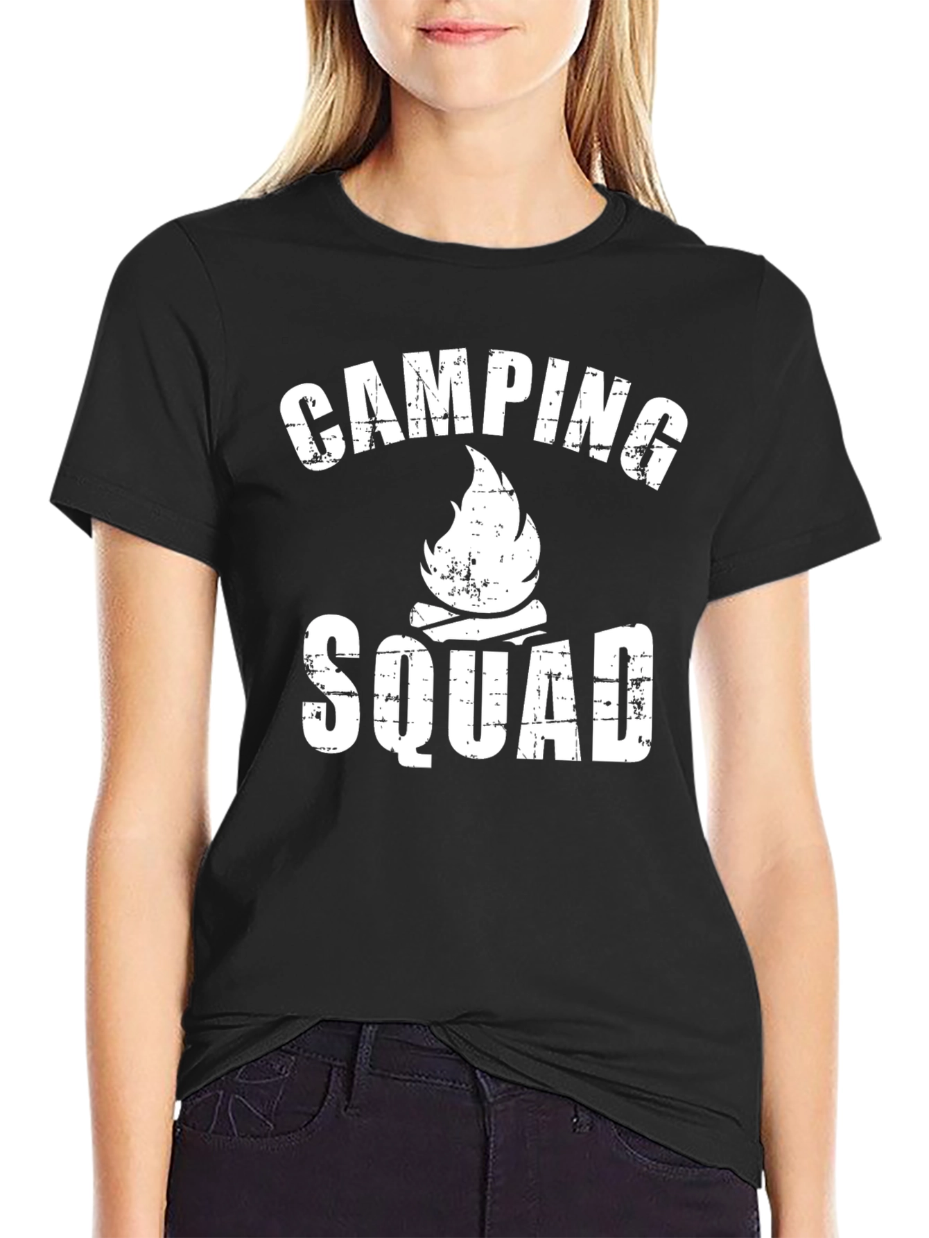 Camping Squad Graphic Tee - Black Cotton