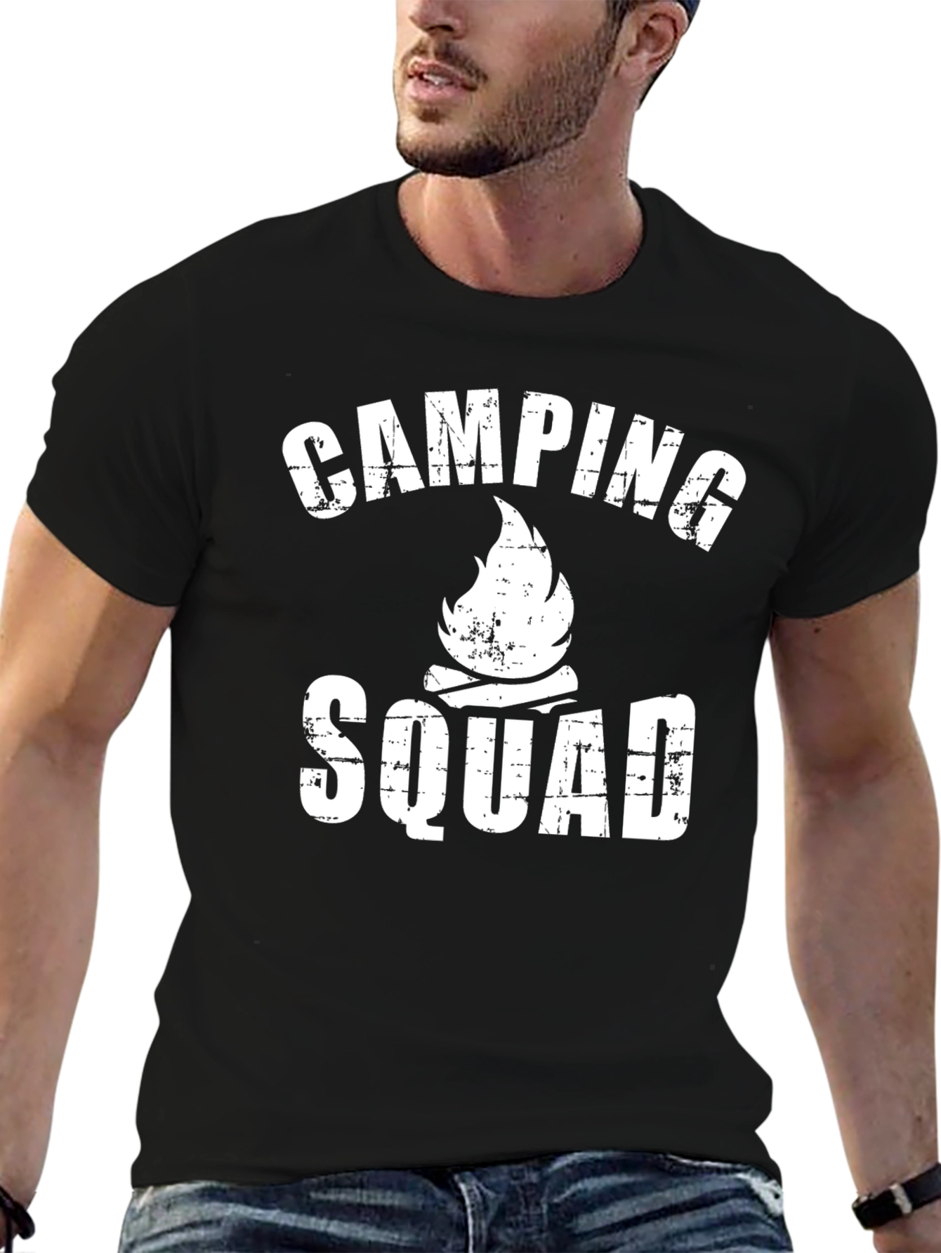 Camping Squad Graphic Tee - Black Cotton