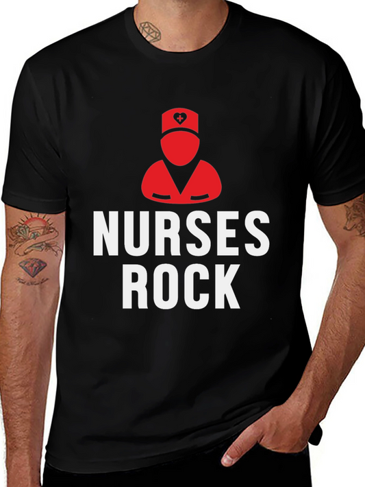 Nurses Rock Graphic Tee - Black Cotton T-Shirt