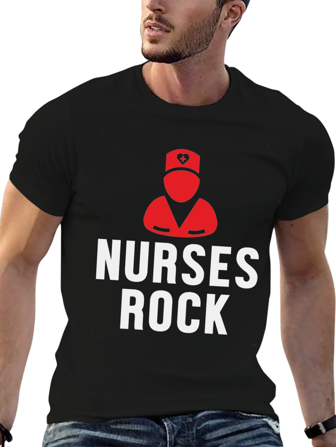 Nurses Rock Graphic Tee - Black Cotton T-Shirt