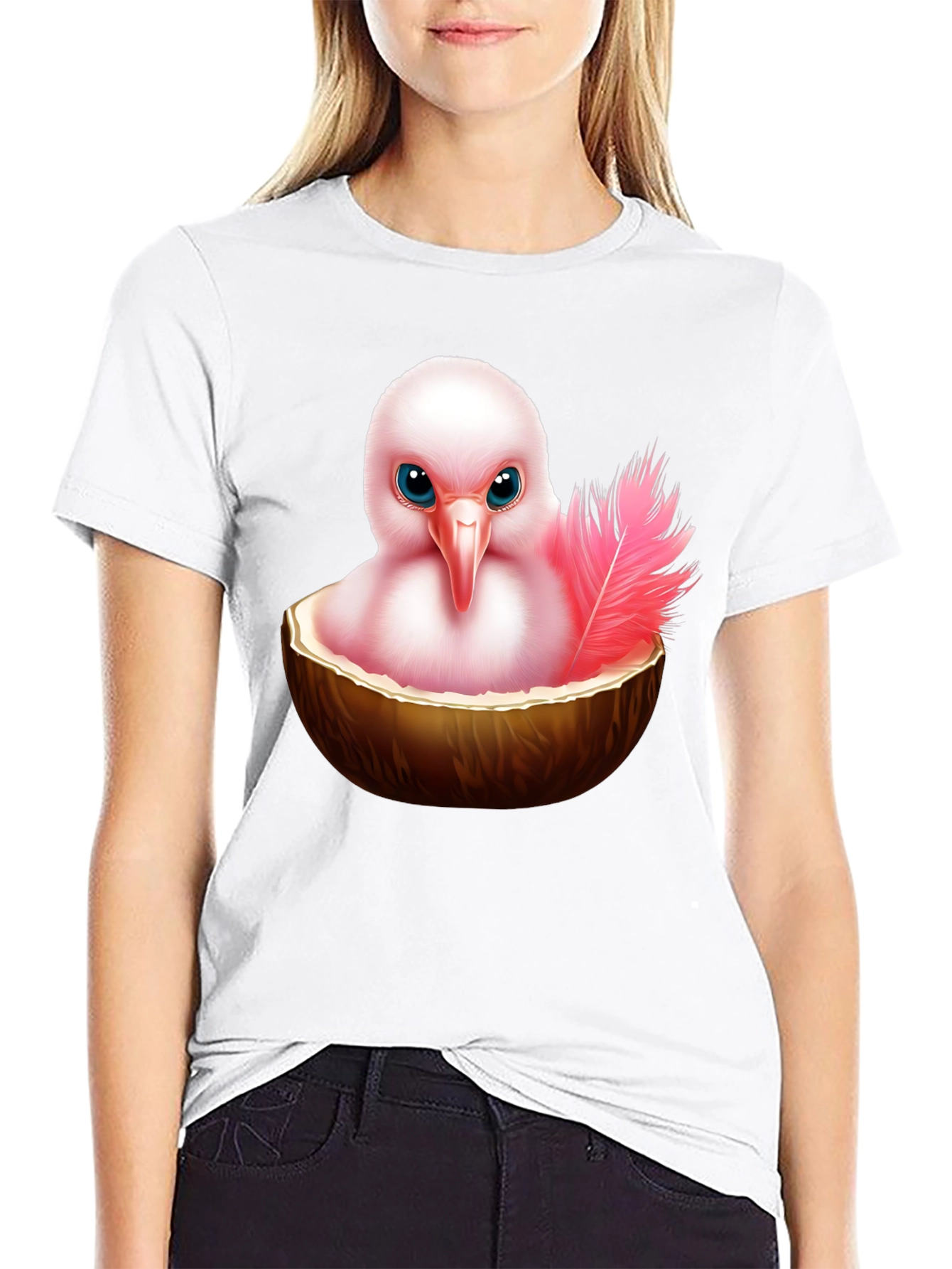 Humorous Bird in Coconut T-Shirt