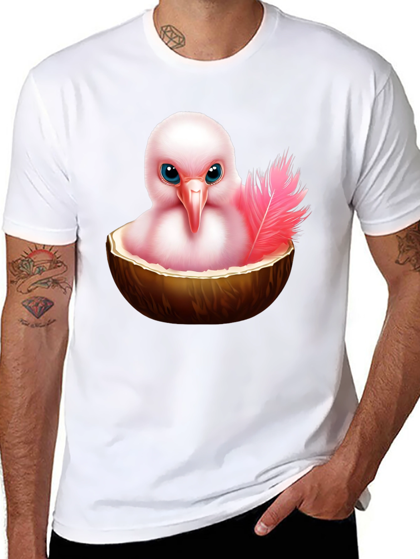Humorous Bird in Coconut T-Shirt