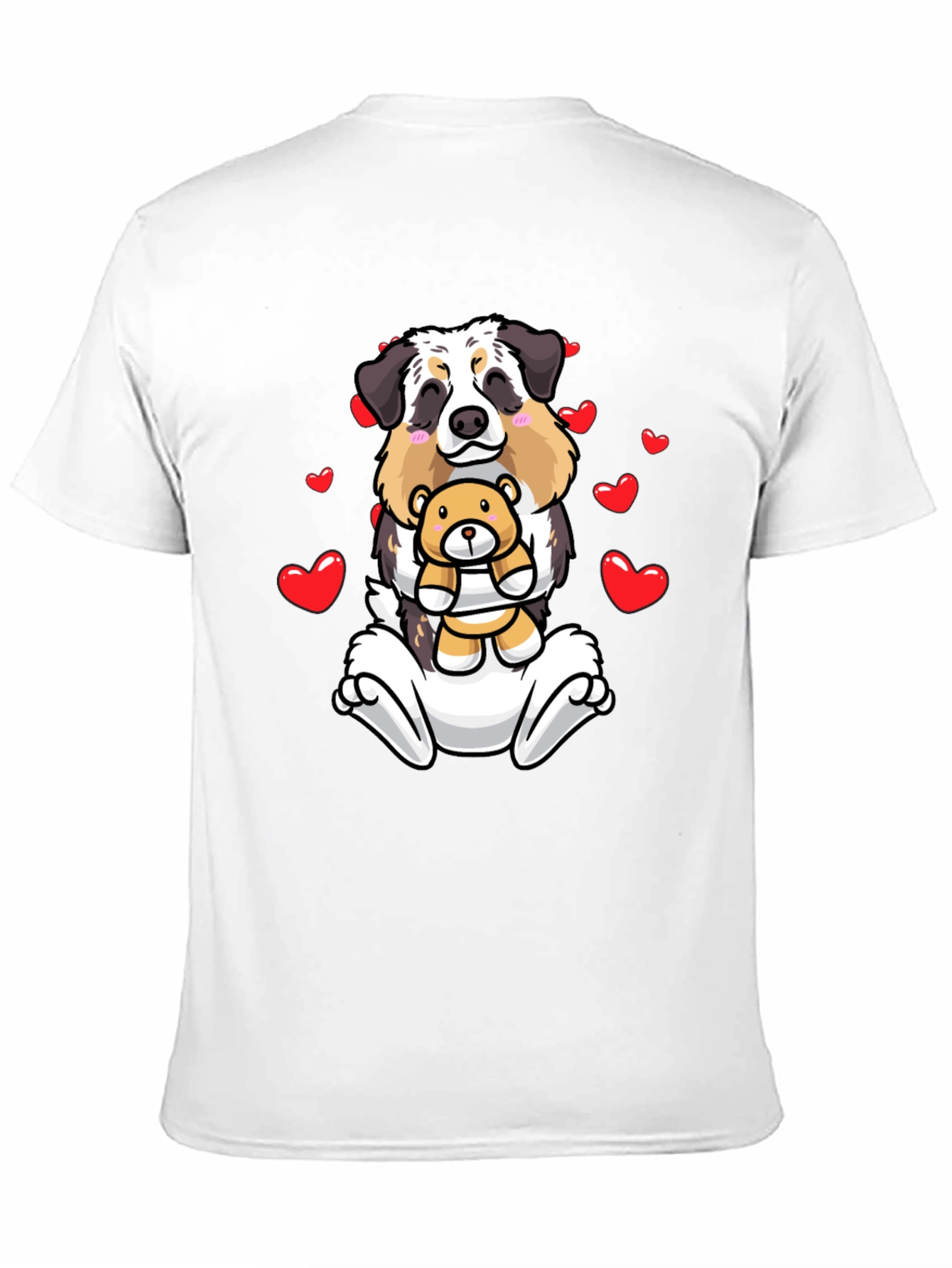 Dog & Teddy Bear Valentines Black T-Shirt