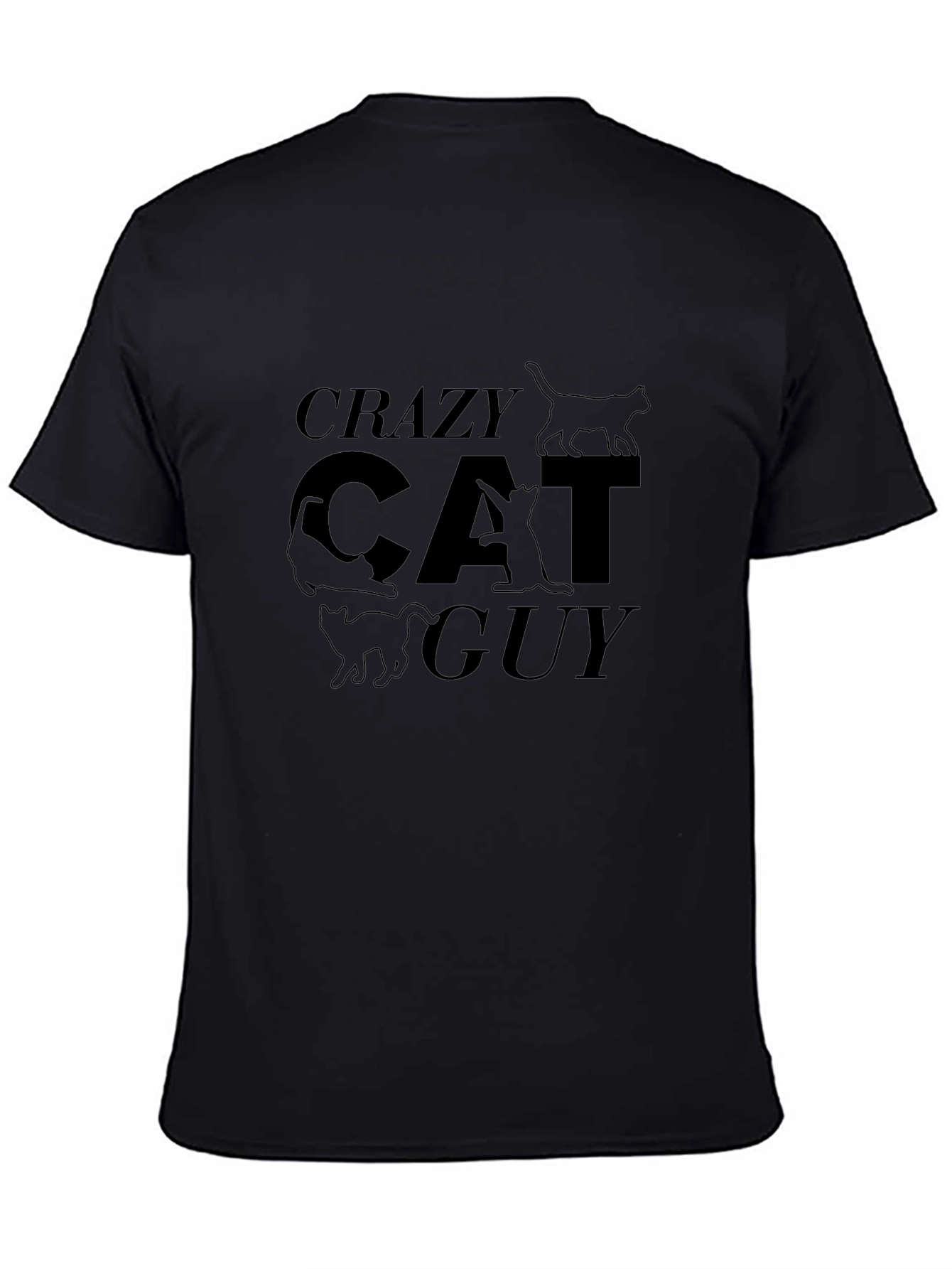 Crazy Cat Guy Black T-Shirt