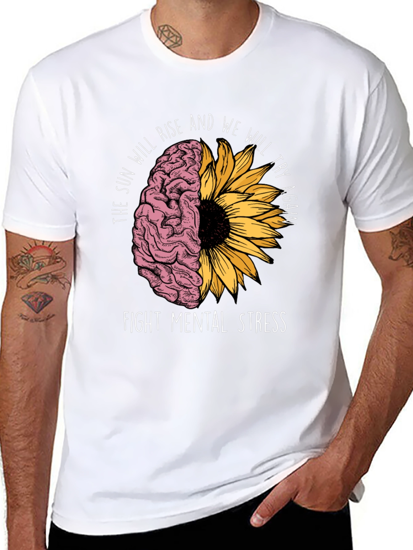 Mental Health Awareness T-Shirt - Sunflower Brain