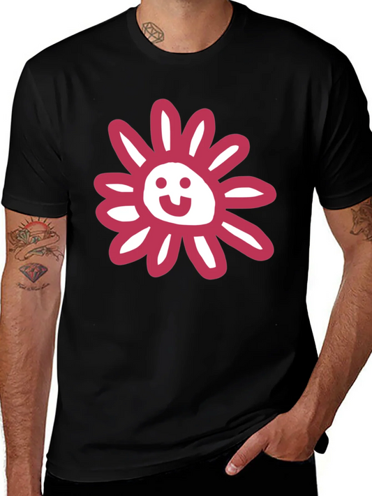 Whimsical Floral Graphic Tee - Black