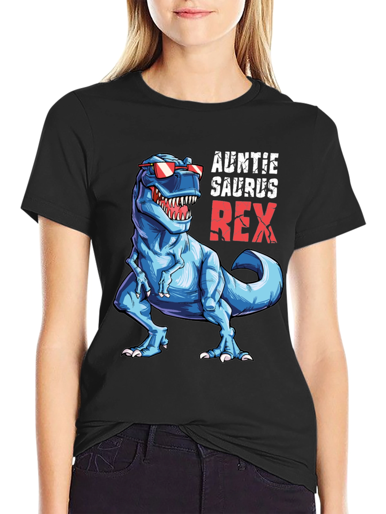 Auntie Saurus Rex T-Shirt Funny Dino Graphic Tee