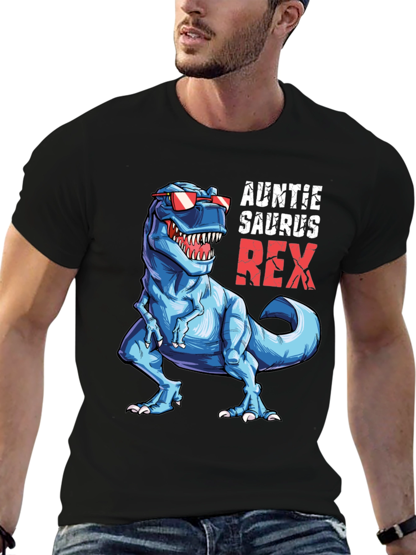Auntie Saurus Rex T-Shirt Funny Dino Graphic Tee
