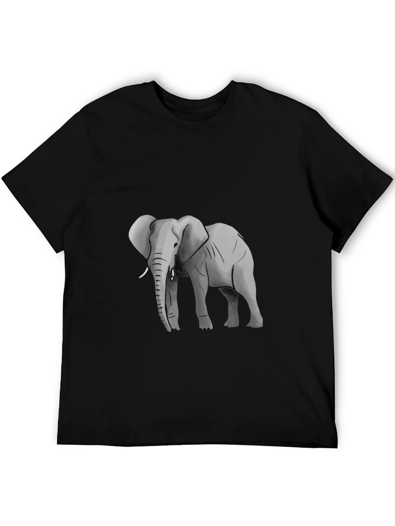 Elephant Graphic Tee - Black Cotton T-Shirt