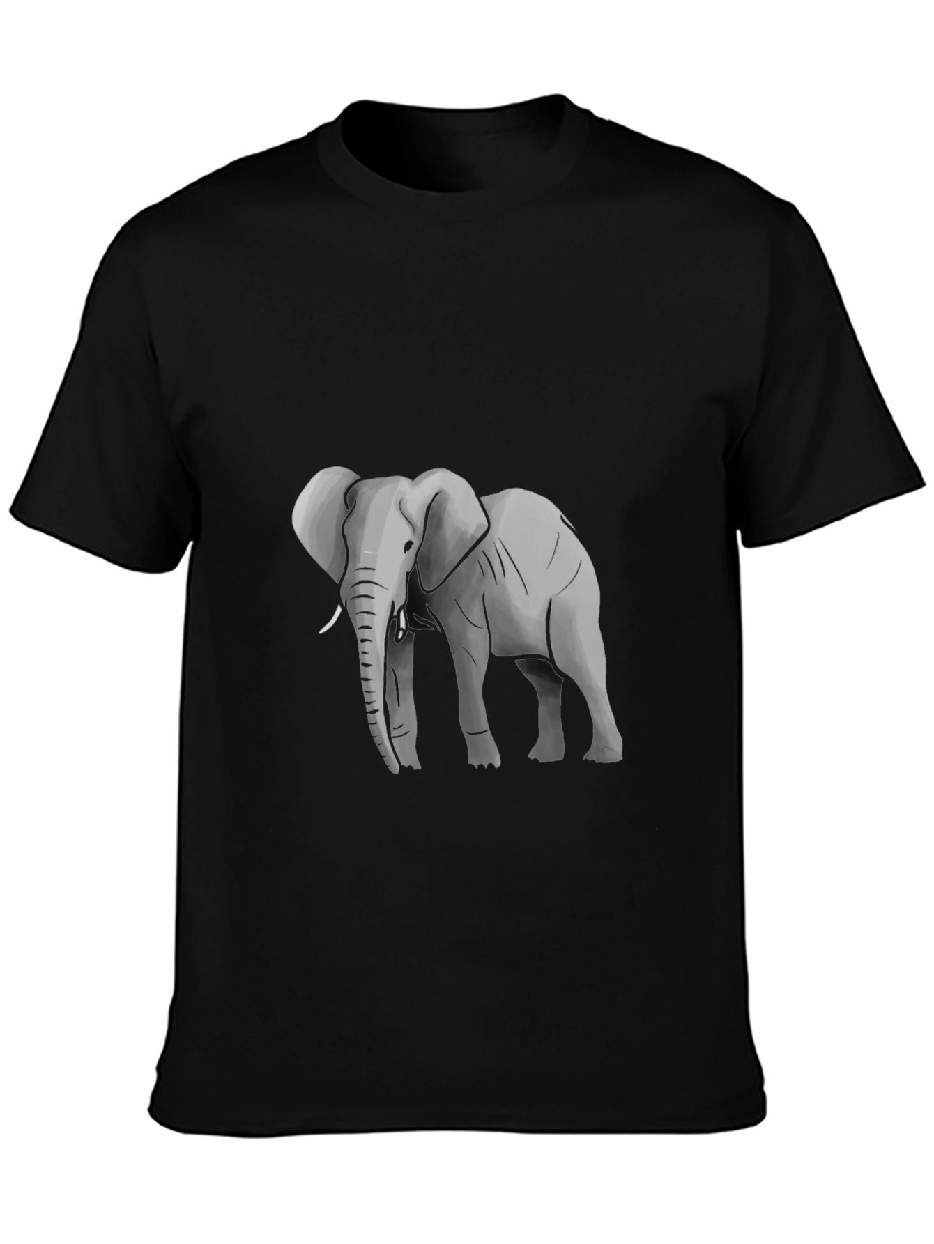 Elephant Graphic Tee - Black Cotton T-Shirt