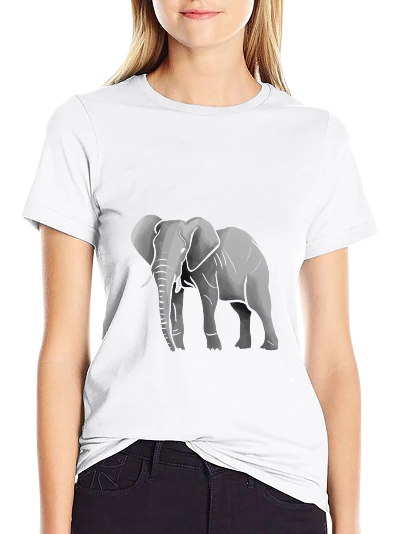 Elephant Graphic Tee - Black Cotton T-Shirt
