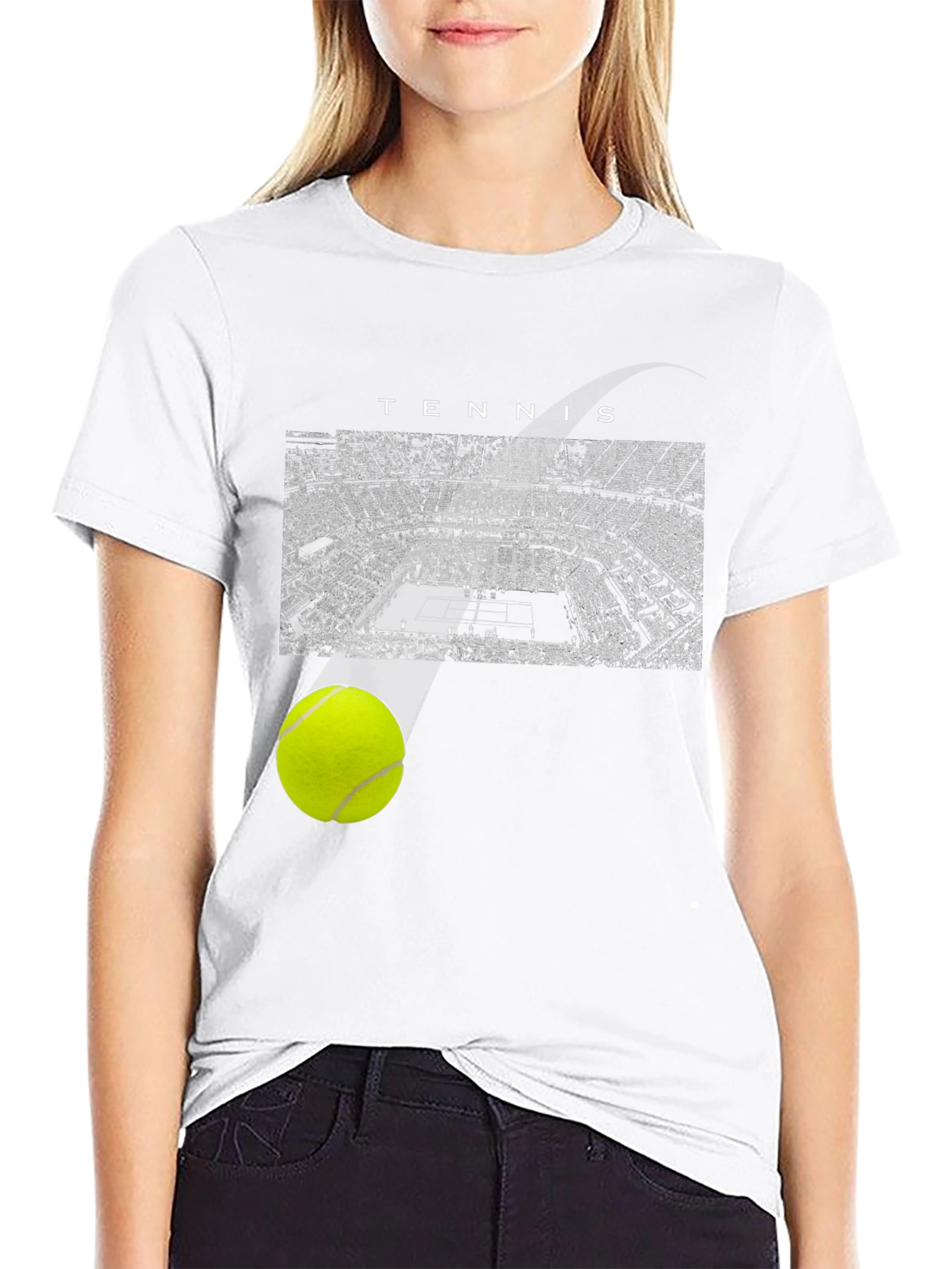 Tennis Court Graphic Tee - Sporty Black T-Shirt