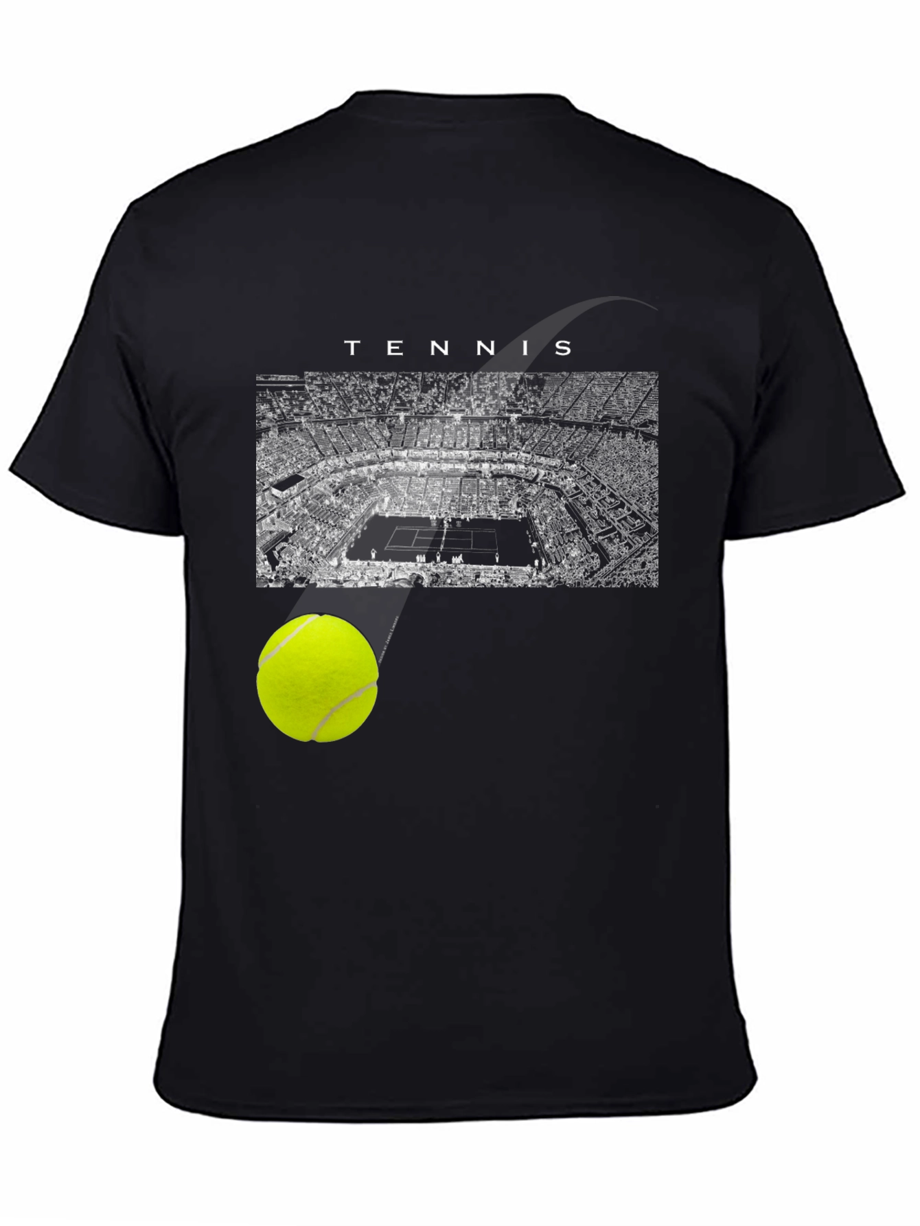 Tennis Court Graphic Tee - Sporty Black T-Shirt
