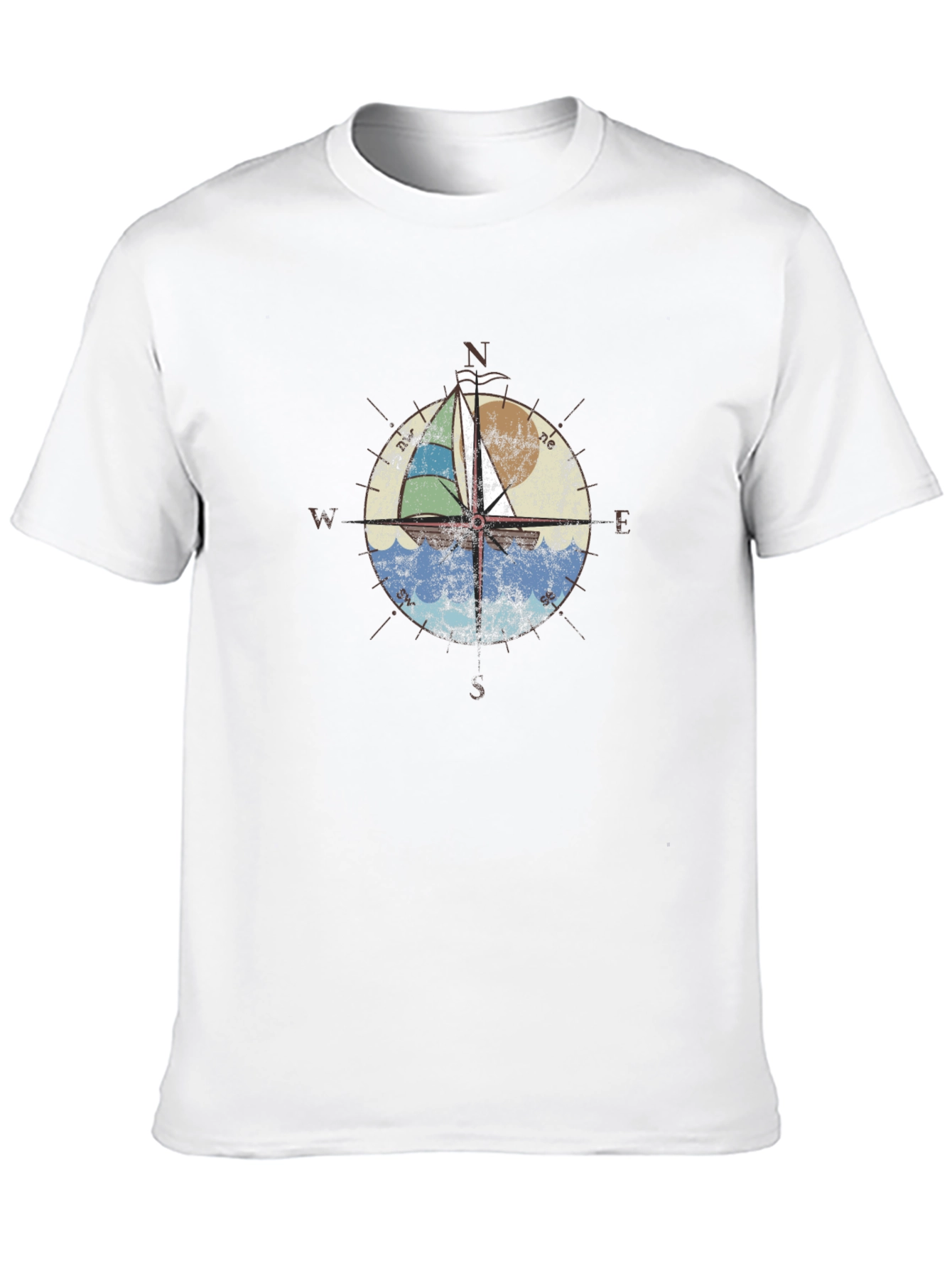 Nautical Compass Sailboat Graphic T-Shirt