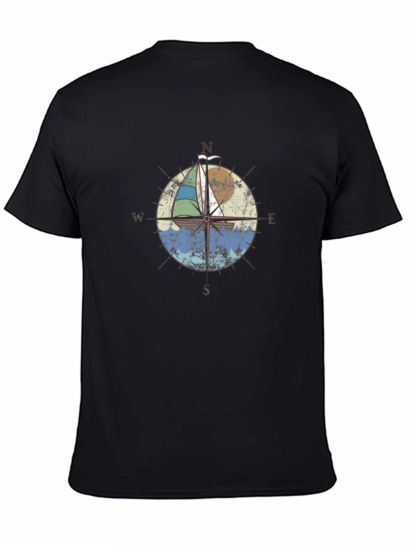 Nautical Compass Sailboat Graphic T-Shirt