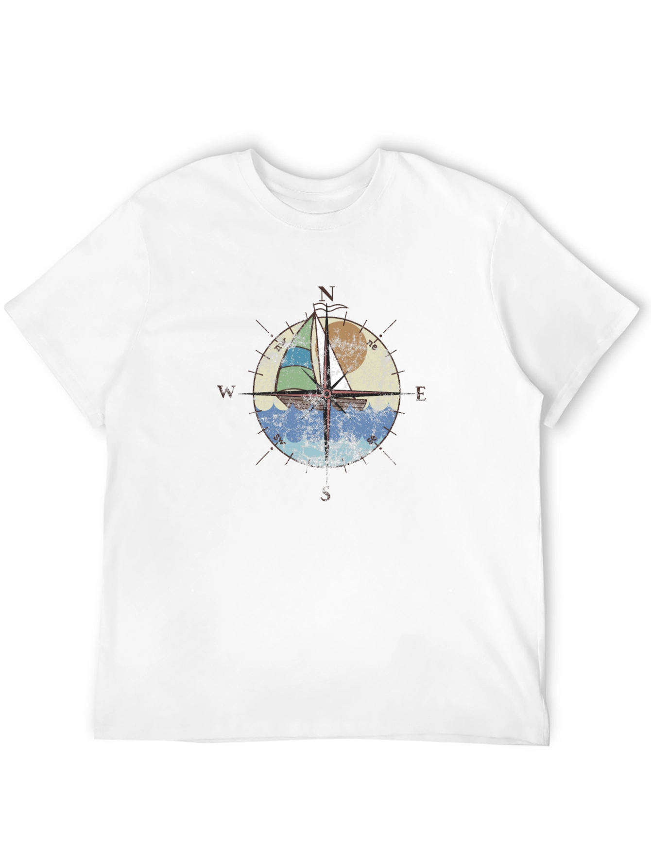 Nautical Compass Sailboat Graphic T-Shirt