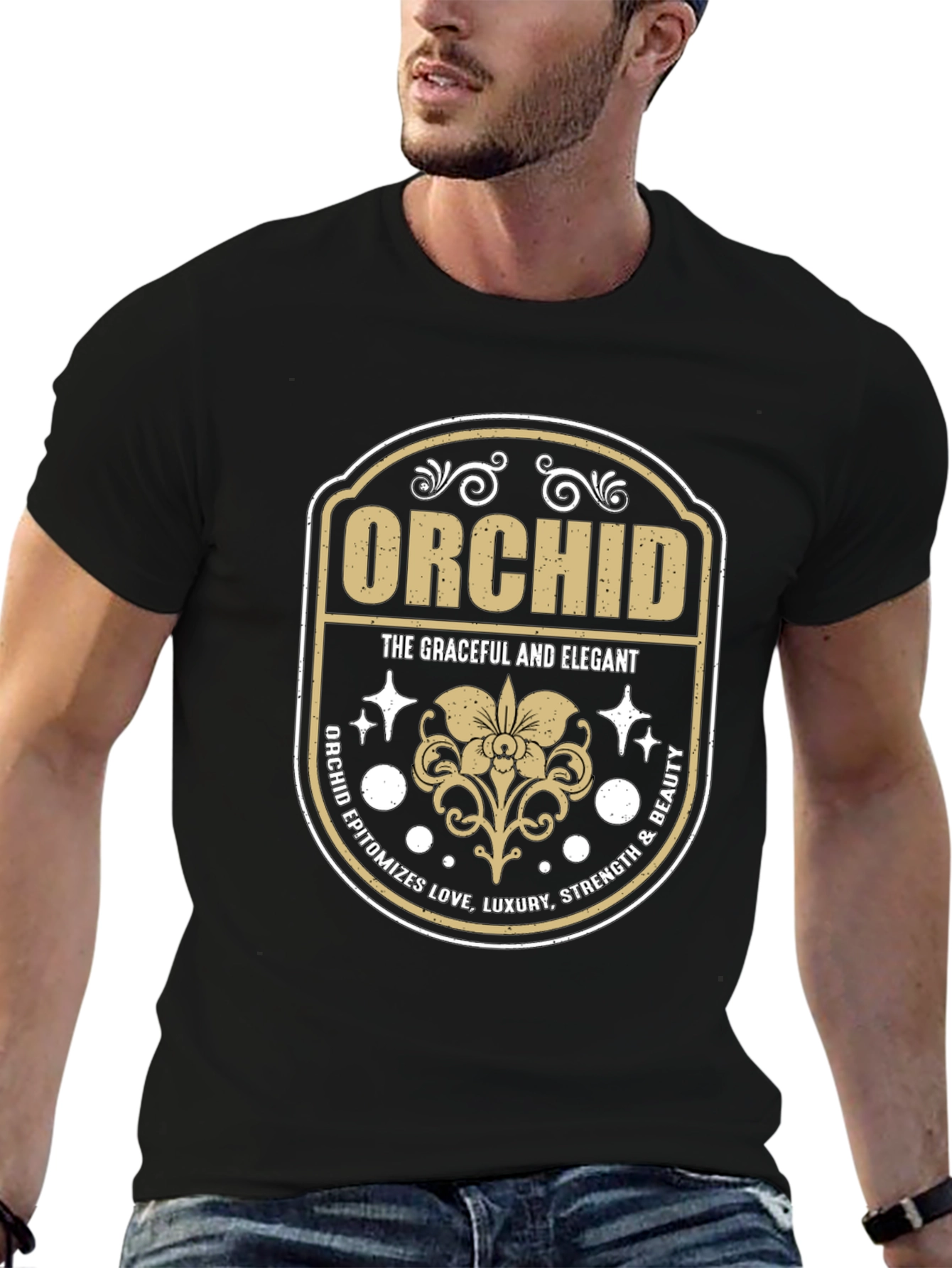 Elegant Orchid Graphic T-Shirt for Men
