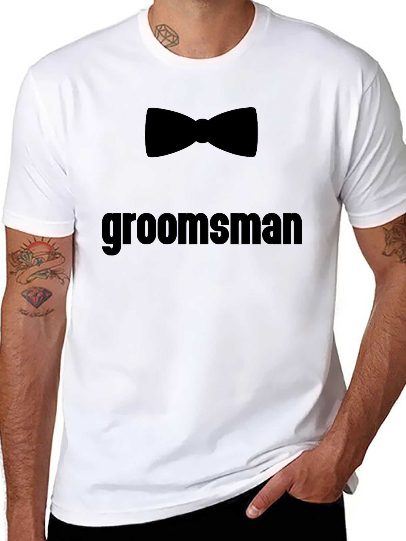 Groomsman Bowtie Black T-Shirt