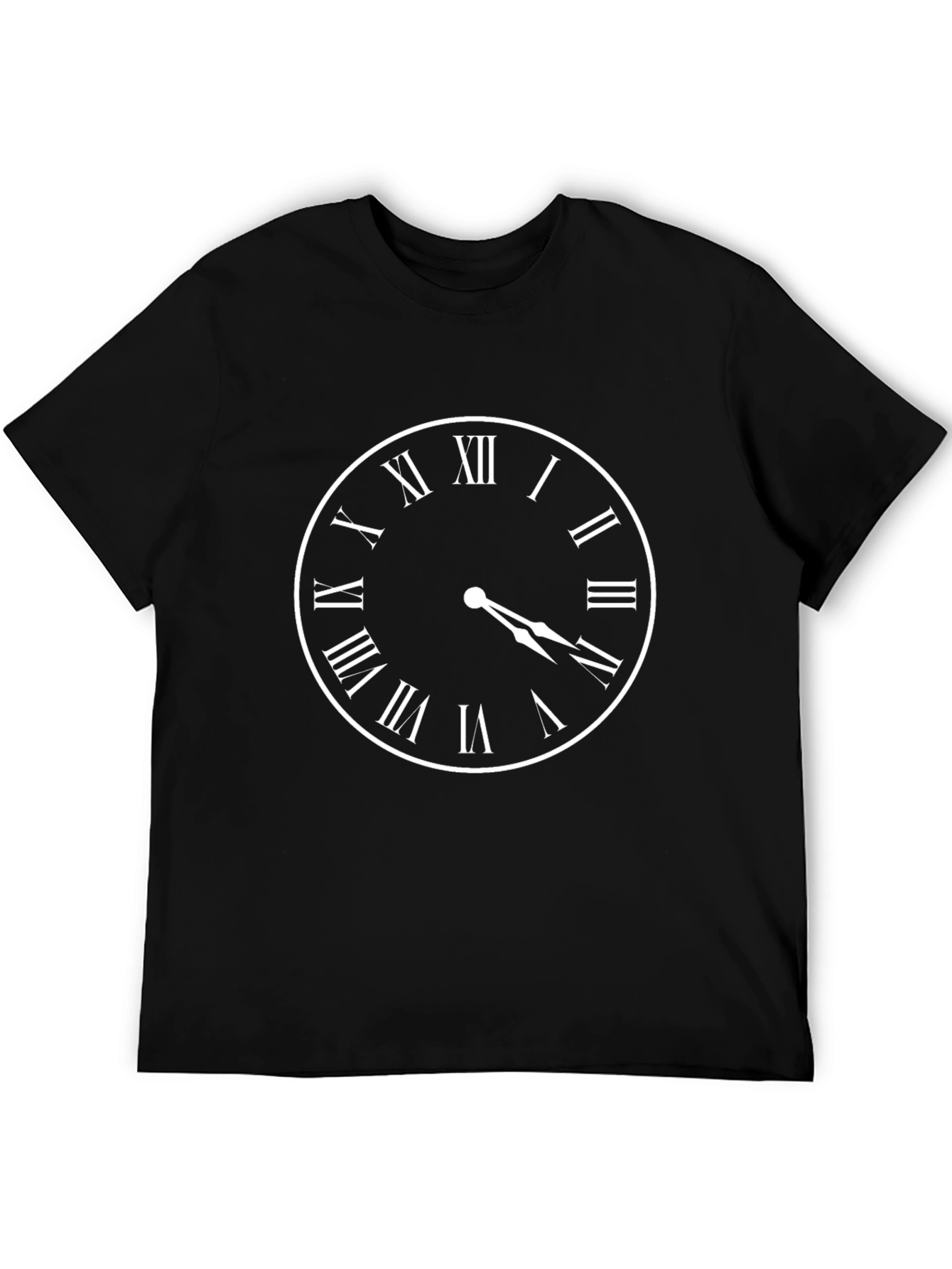 Classic Clock Face Graphic Black T-Shirt
