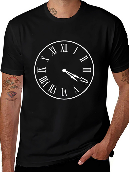 Classic Clock Face Graphic Black T-Shirt