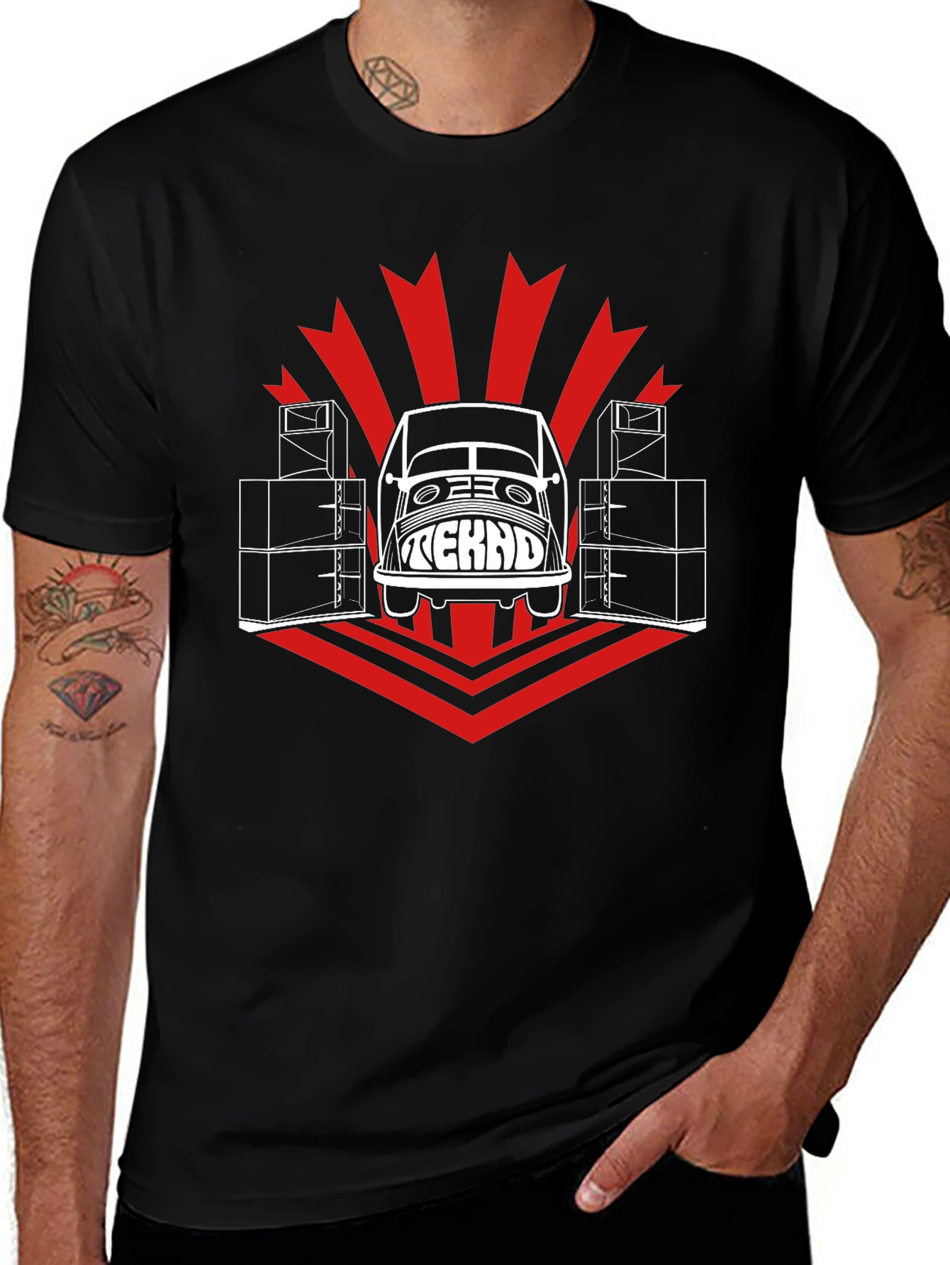 Tekno Car T-Shirt - Black Cotton Graphic Tee