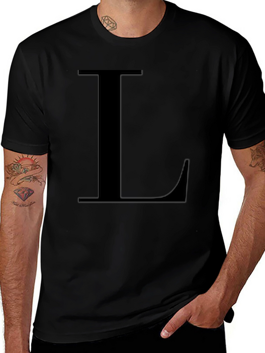 Letter L Black T-Shirt - Simple Alphabet Tee