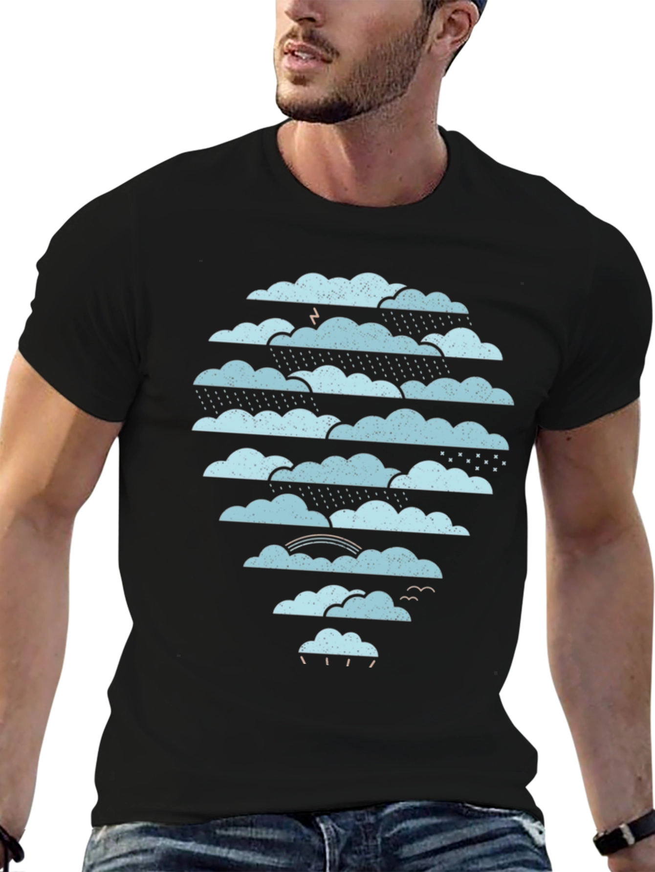 Cloudscape Graphic Tee - Weather Pattern Black T-Shirt