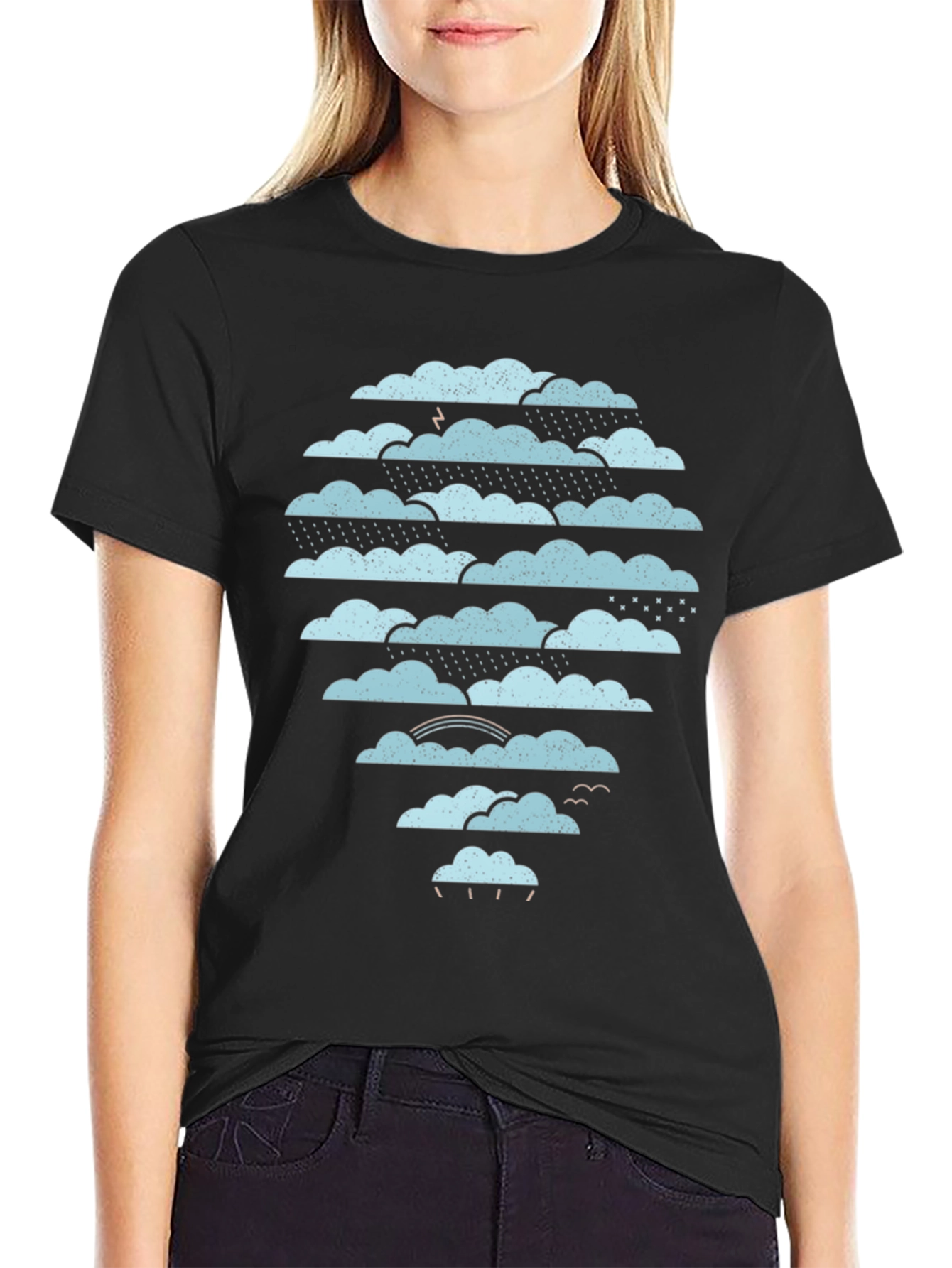 Cloudscape Graphic Tee - Weather Pattern Black T-Shirt