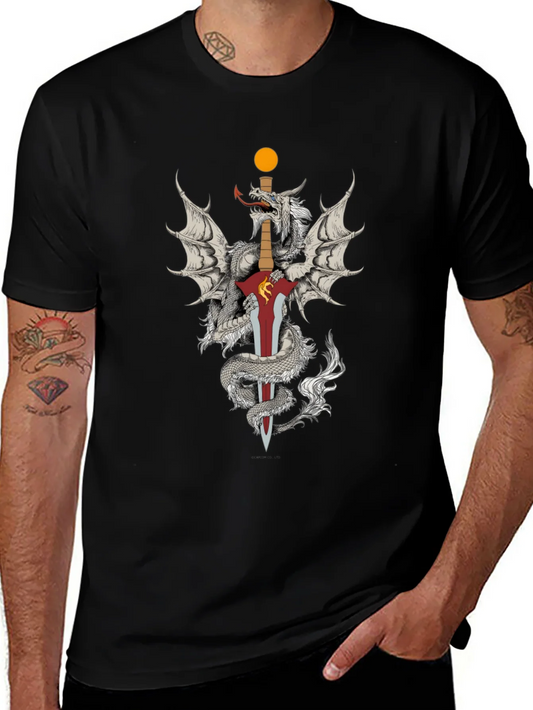 Dragon & Sword Graphic Black T-Shirt
