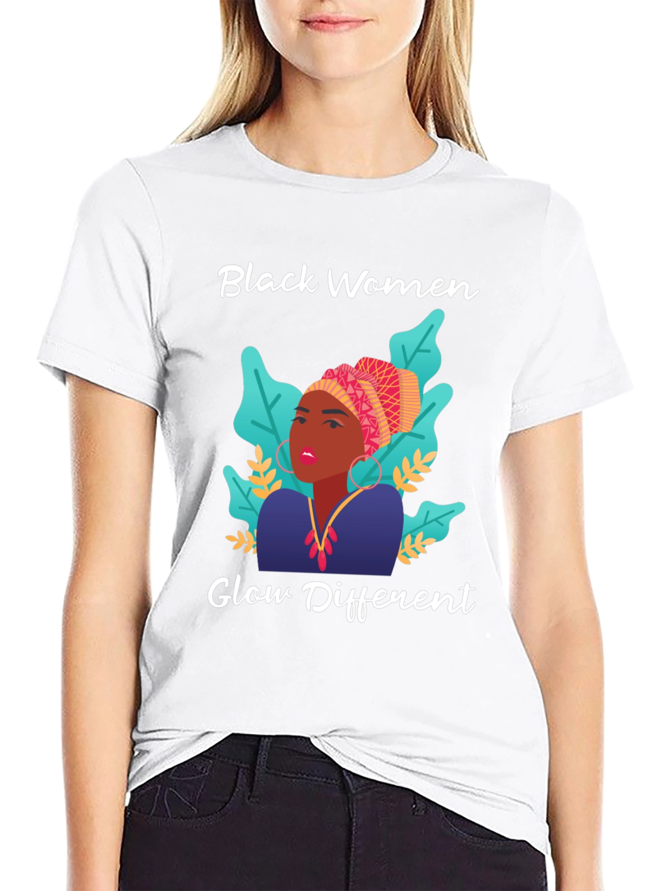 Black Women Glow Different Graphic Tee